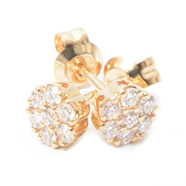 Other Other Ponte Vecchio Flower Motif Diamond Earrings K18 Yellow Gold Metal Earrings 72614 in Great Condition Size ONE SIZE - 1 Thumbnail