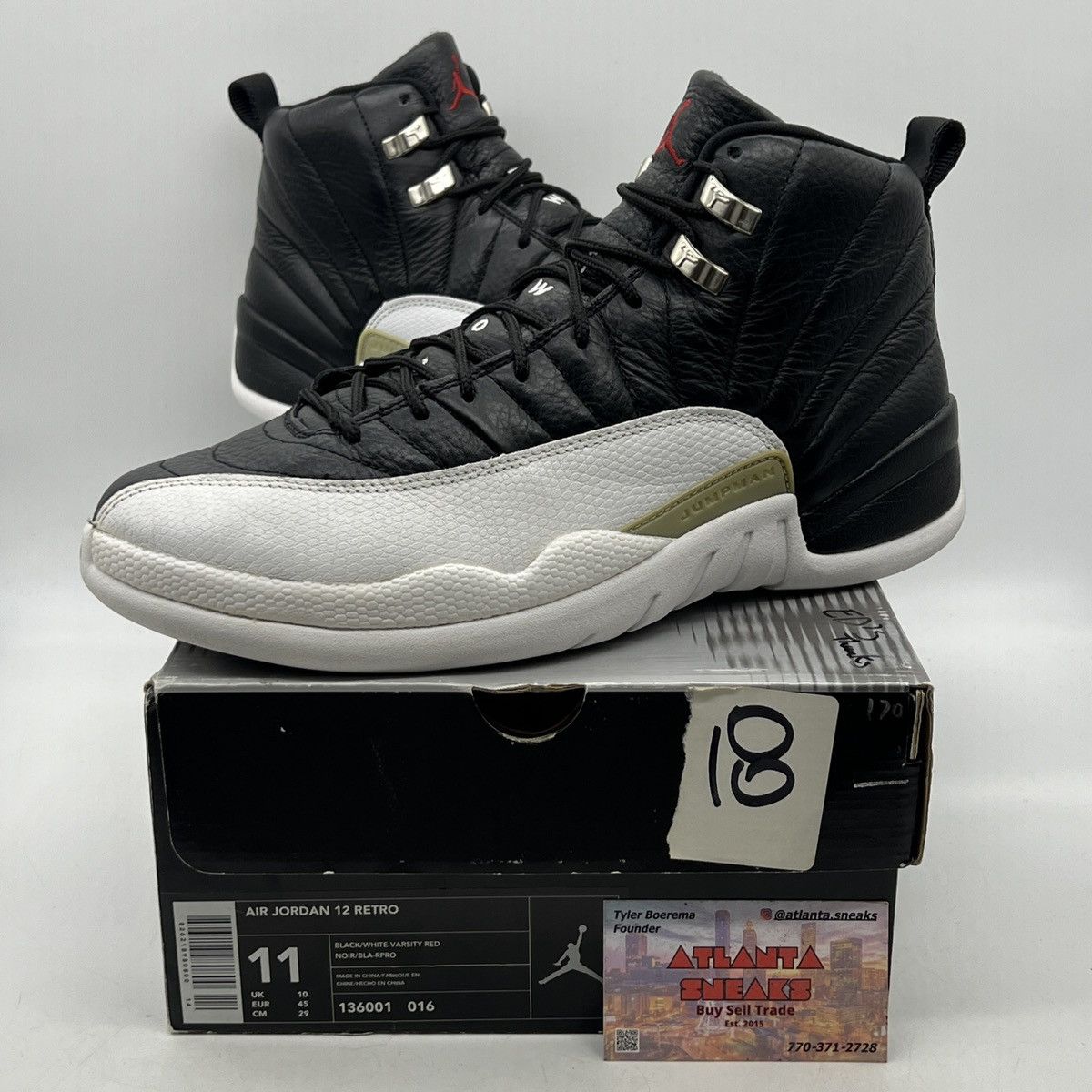 image of Air Jordan 12 Playoff Shoes in Black, Men's (Size 11)