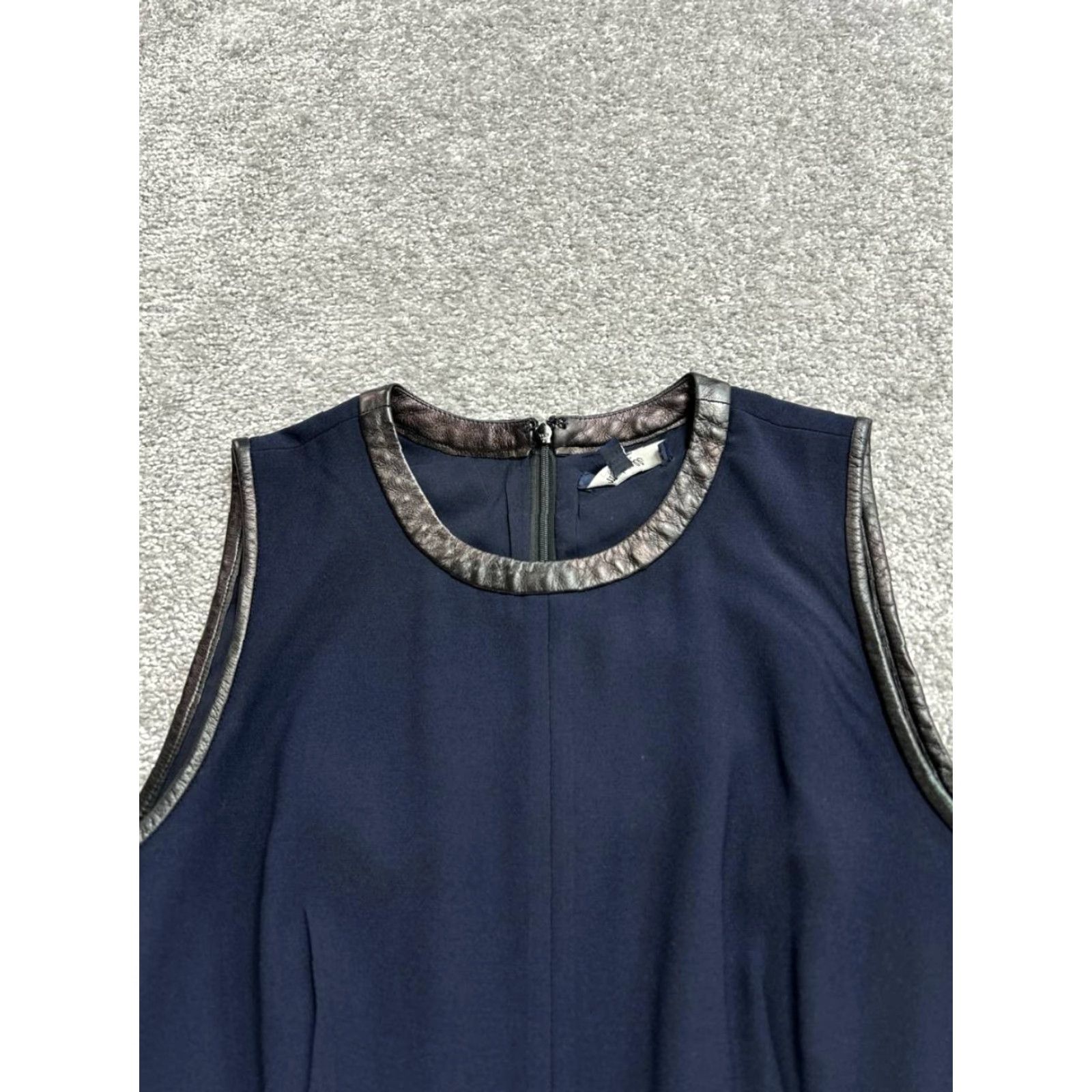 Madewell Madewell Dress Womens 6 Fit & Flare Sleeveless Blue Leather Detail Zip Back Casual Party/Cocktail Short Dress Womens Size M / US 6-8 / IT 42-44 - 3 Thumbnail