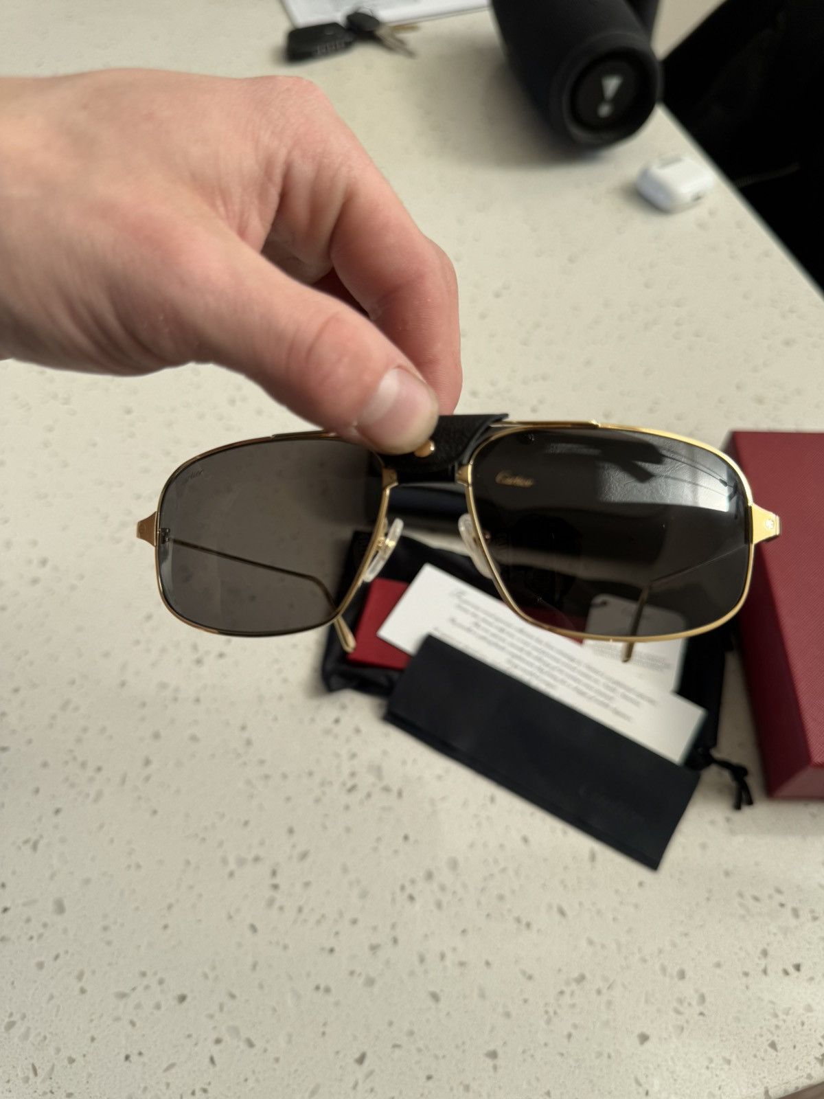 Cartier CARTIER CALFSKIN SQUARE SUNGLASSES Size ONE SIZE - 6 Thumbnail