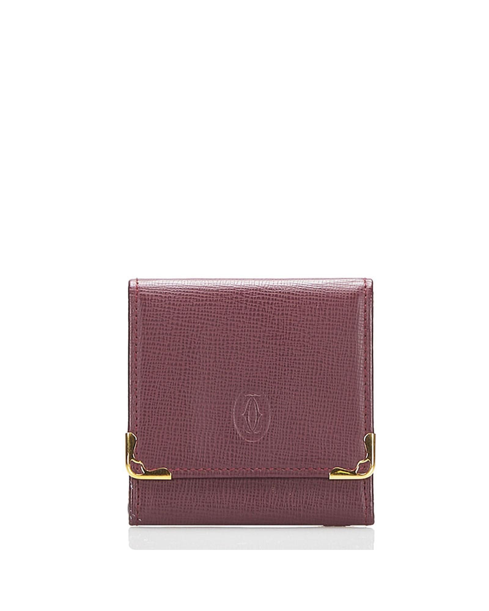 image of Cartier Leather Coin Pouch Wallet In Red, Women's