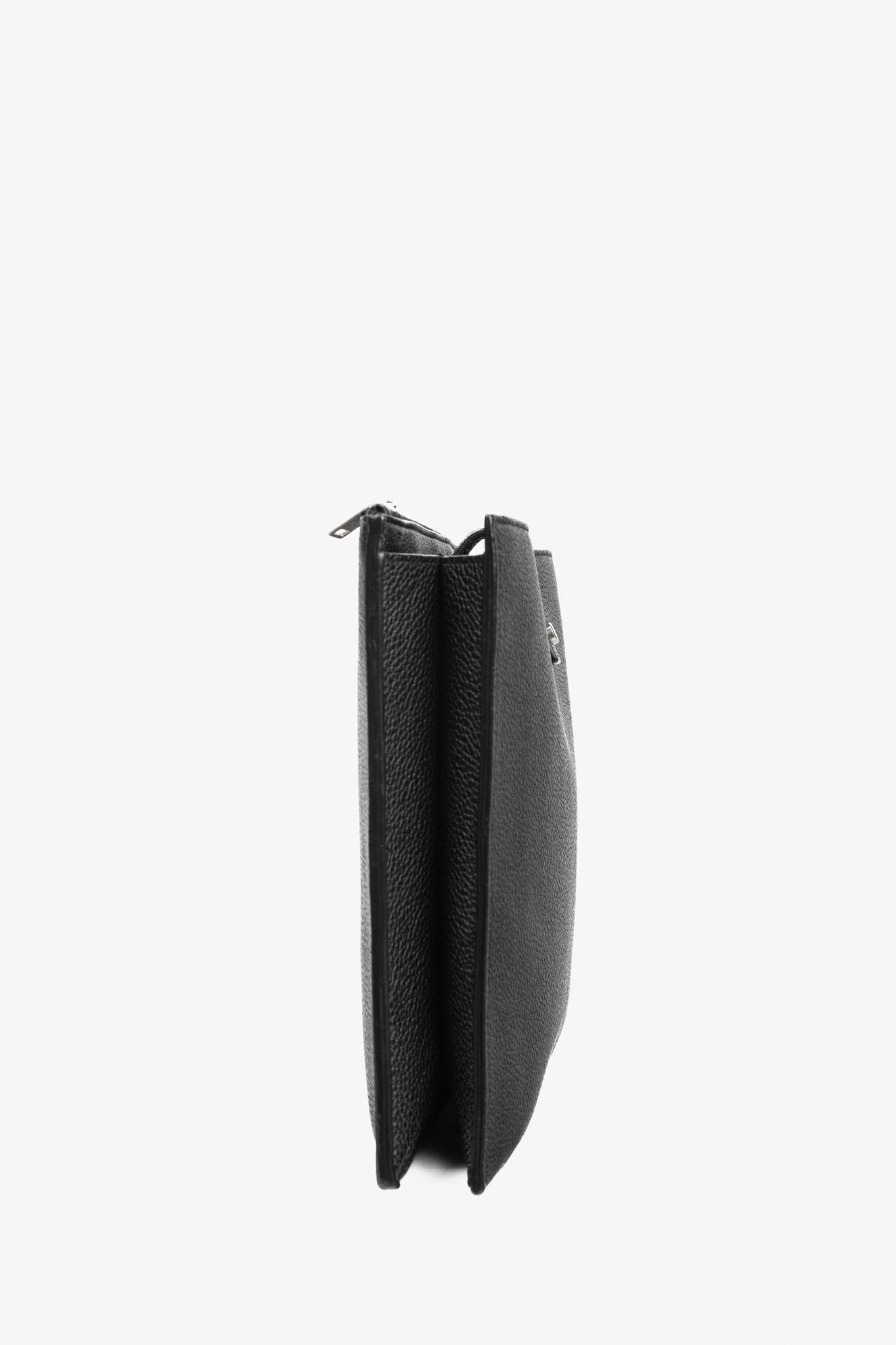 Saint Laurent Paris Saint Laurent Black Pebbled-Leather Flat Snap-Closure Clutch Size ONE SIZE - 3 Thumbnail