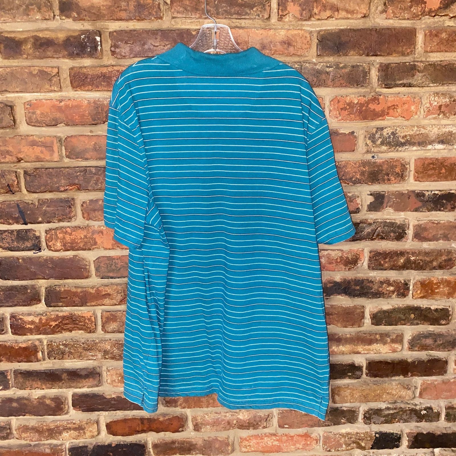 George George Teal Blue Stripe Short Sleeve Collared Polo Shirt 2XL Size US XXL / EU 58 / 5 - 4 Thumbnail