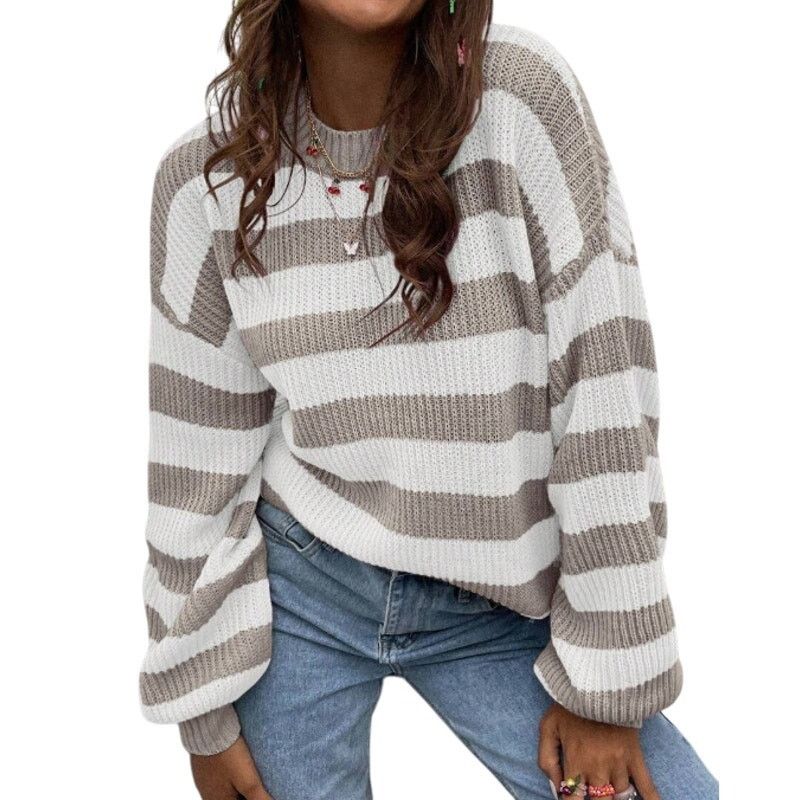 Shein Striped Pattern Drop Shoulder Sweater in White, Size M Size M / US 6-8 / IT 42-44 - 1 Thumbnail