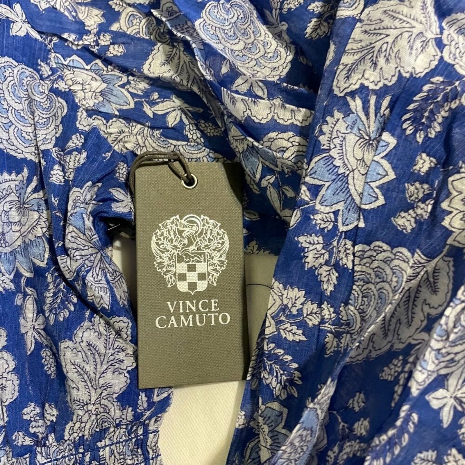 Vince Camuto Vince Camuto Peplum Floral Blue Sheer Sleeve Lined Blouse XS Size XS / US 0-2 / IT 36-38 - 8 Thumbnail