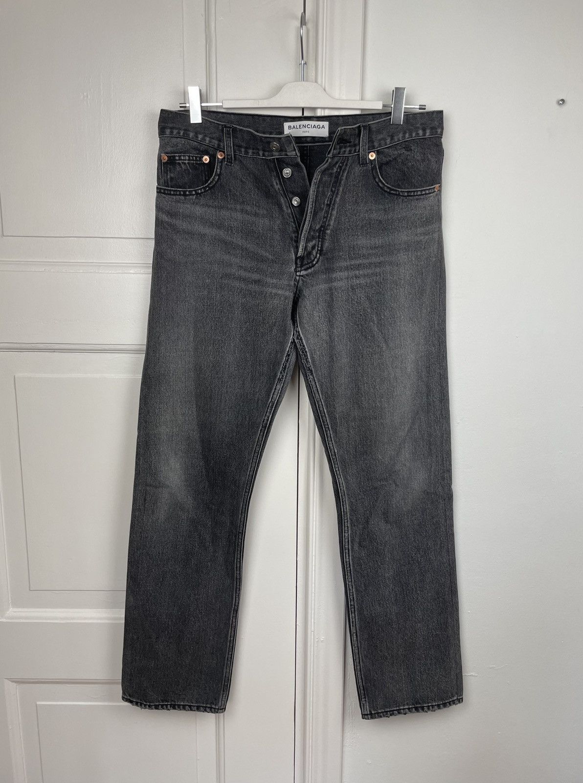 image of Avant Garde x Balenciaga Washed Grey Archetype Denim Jeans in Denim/Grey, Men's (Size 30)