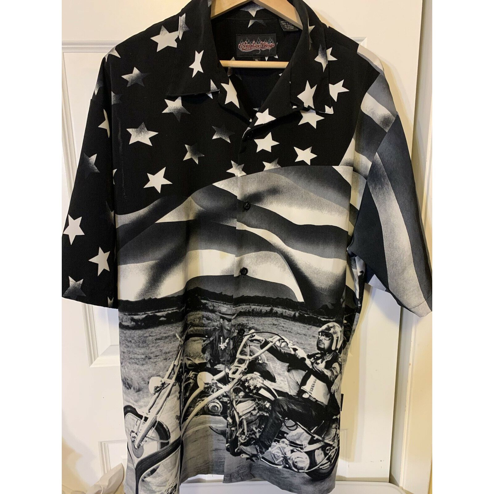 Other Saphire Lounge Men’s Sz XL Button Shirt Biker Flag Stars Rid Size US XL / EU 56 / 4 - 3 Thumbnail
