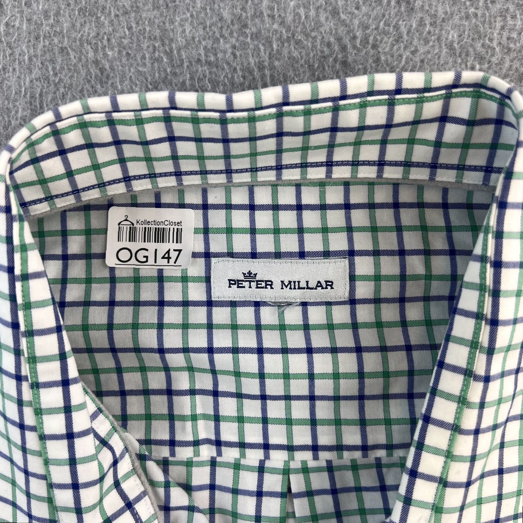 Peter Millar Peter Millar Shirt Mens Large Green Blue Check Button Down Dress Classic Preppy Shirt Size 42R - 6 Thumbnail