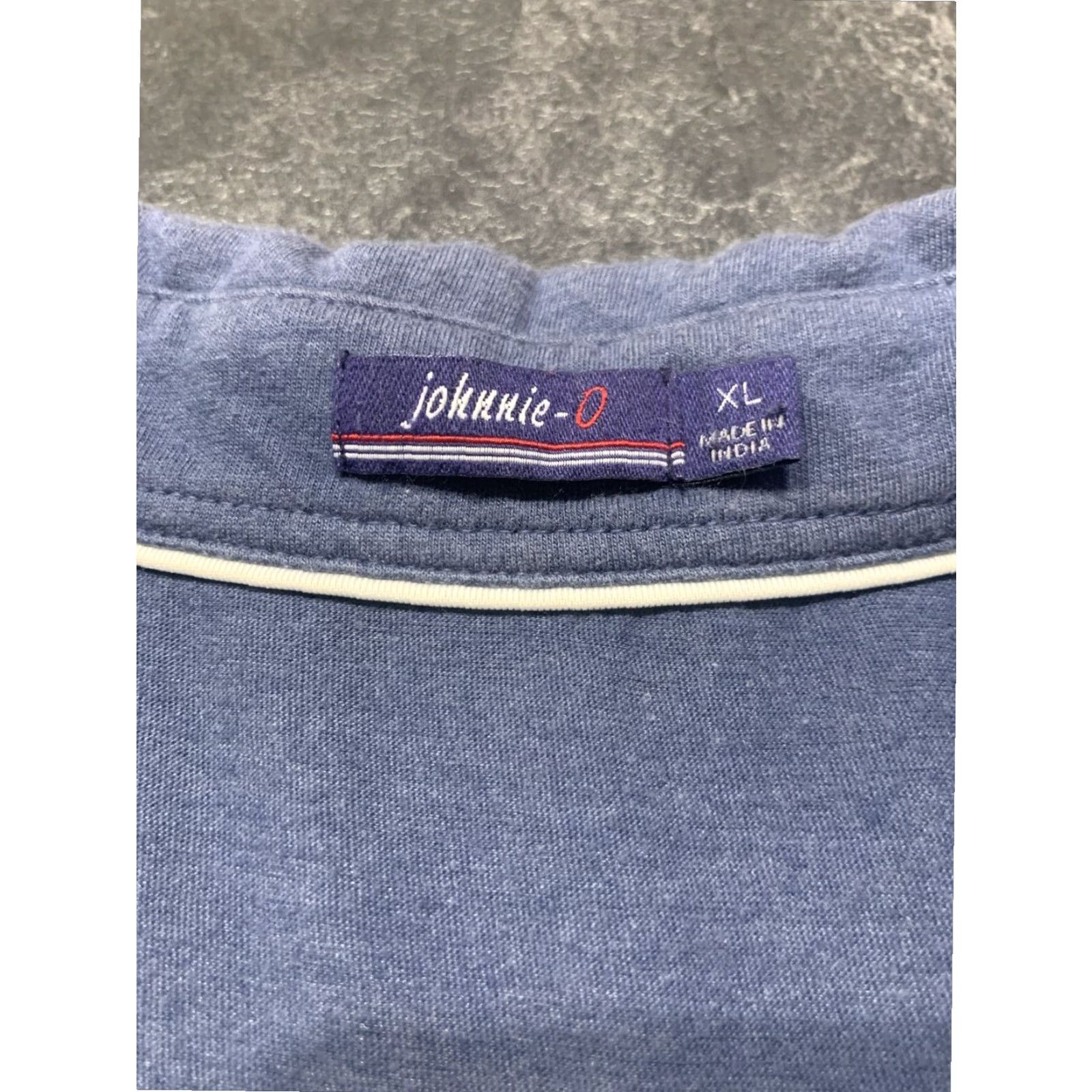 johnnie-O VINTAGE Johnnie-O Cotton Polo Embroidered Logo XL Blue Gray Striped Mens Short Sleeve Classic Golf Breathable Size US XL / EU 56 / 4 - 6 Thumbnail