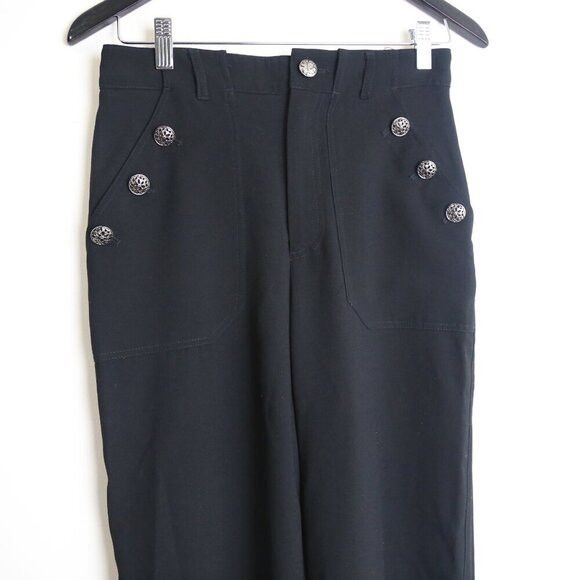 Zara Zara Silver Button Black Straight Leg Career Dress Pants Size 28" / US 6 / IT 42 - 2 Thumbnail