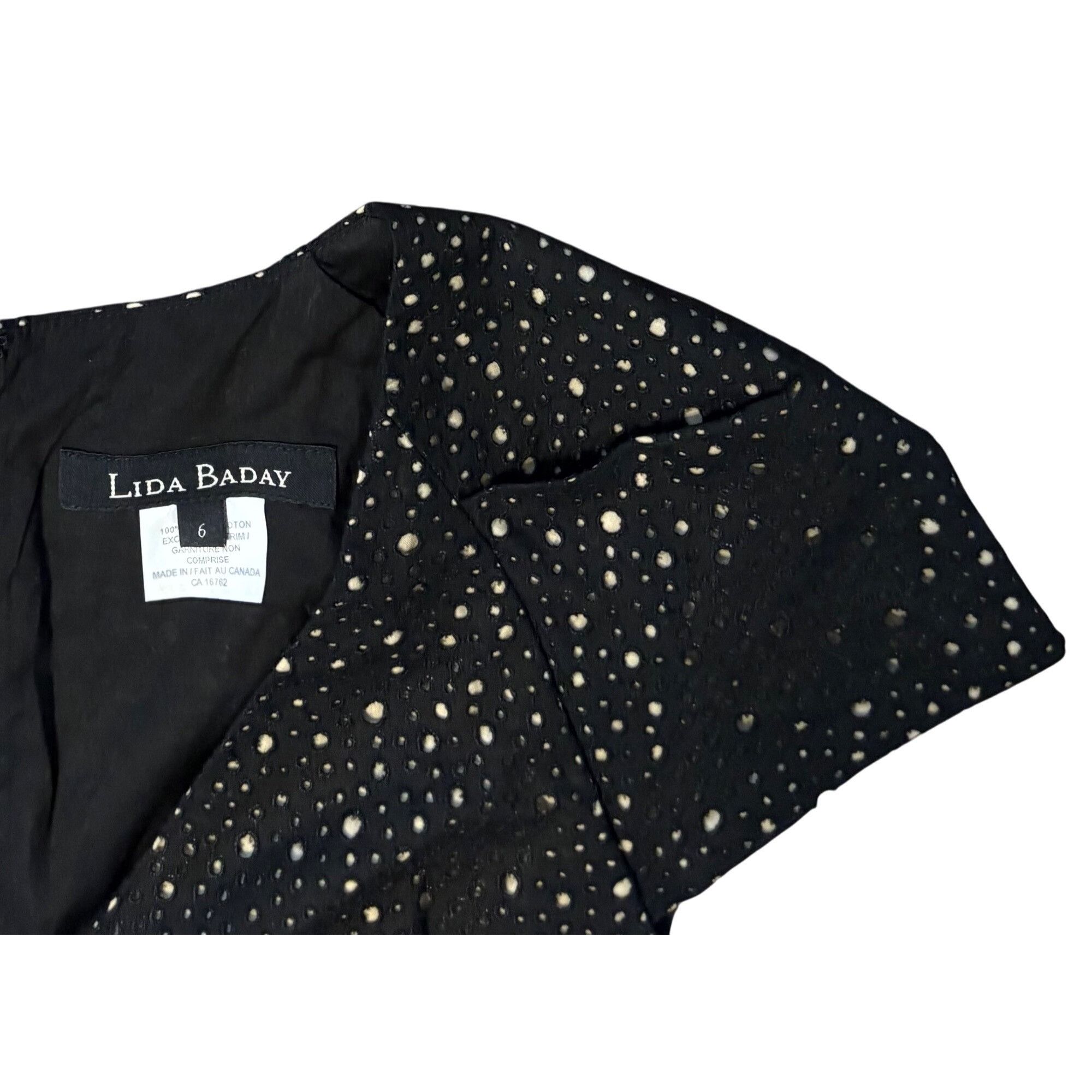 Other $520 Lida Baday 6 Midi Sheath Dress Black Tan Eyelet Faux Wr Size M / US 6-8 / IT 42-44 - 7 Thumbnail