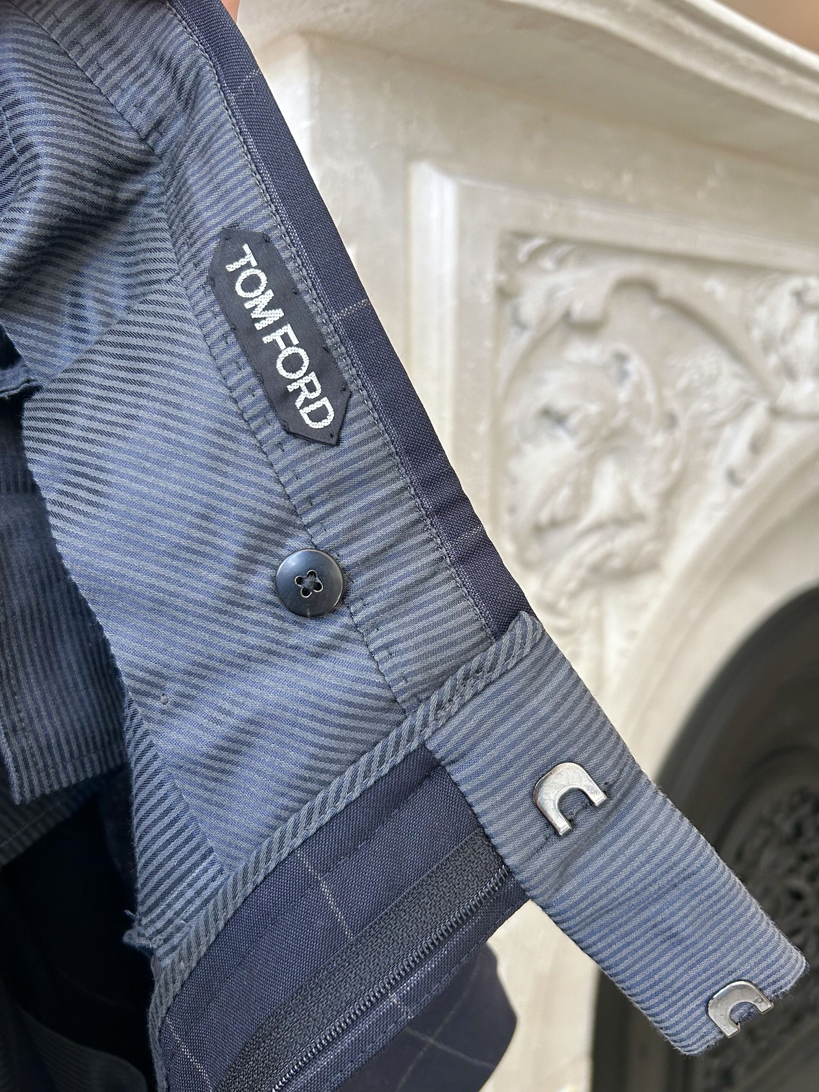 Tom Ford Tom Ford Navy Blue Windowpane Spencer 3-Piece Suit Size 36R Size 36R - 13 Thumbnail