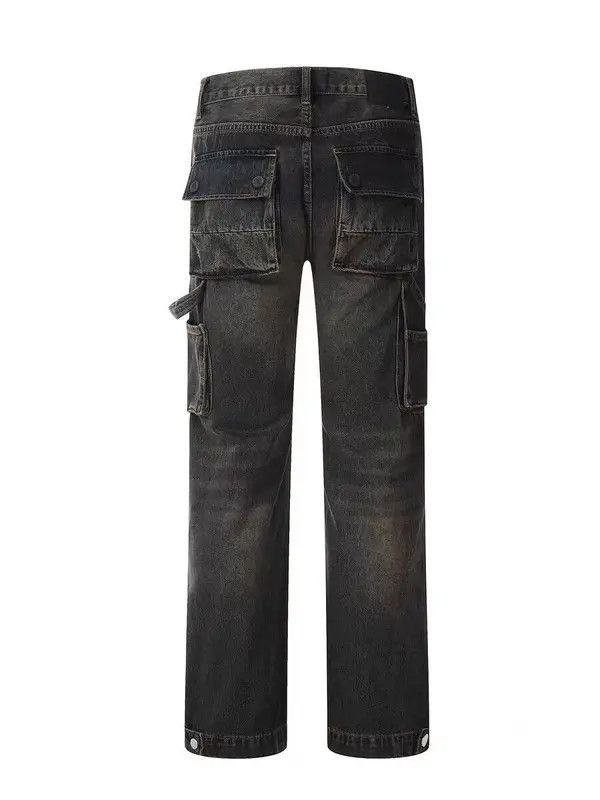 VIBE Nostalgic washed workwear-breasted micro-flare jeans Size US 32 / EU 48 - 2 Thumbnail
