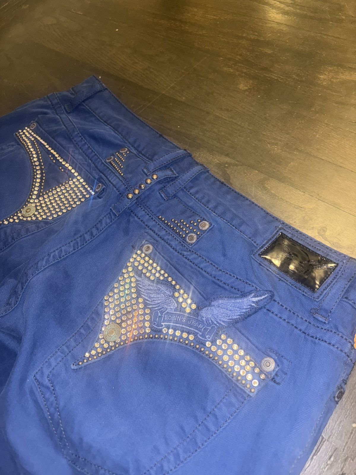 Robins Jeans × Vintage Rare 2000s blue vintage robins designer jeans for sale 42/34 Size US 42 / EU 58 - 3 Thumbnail