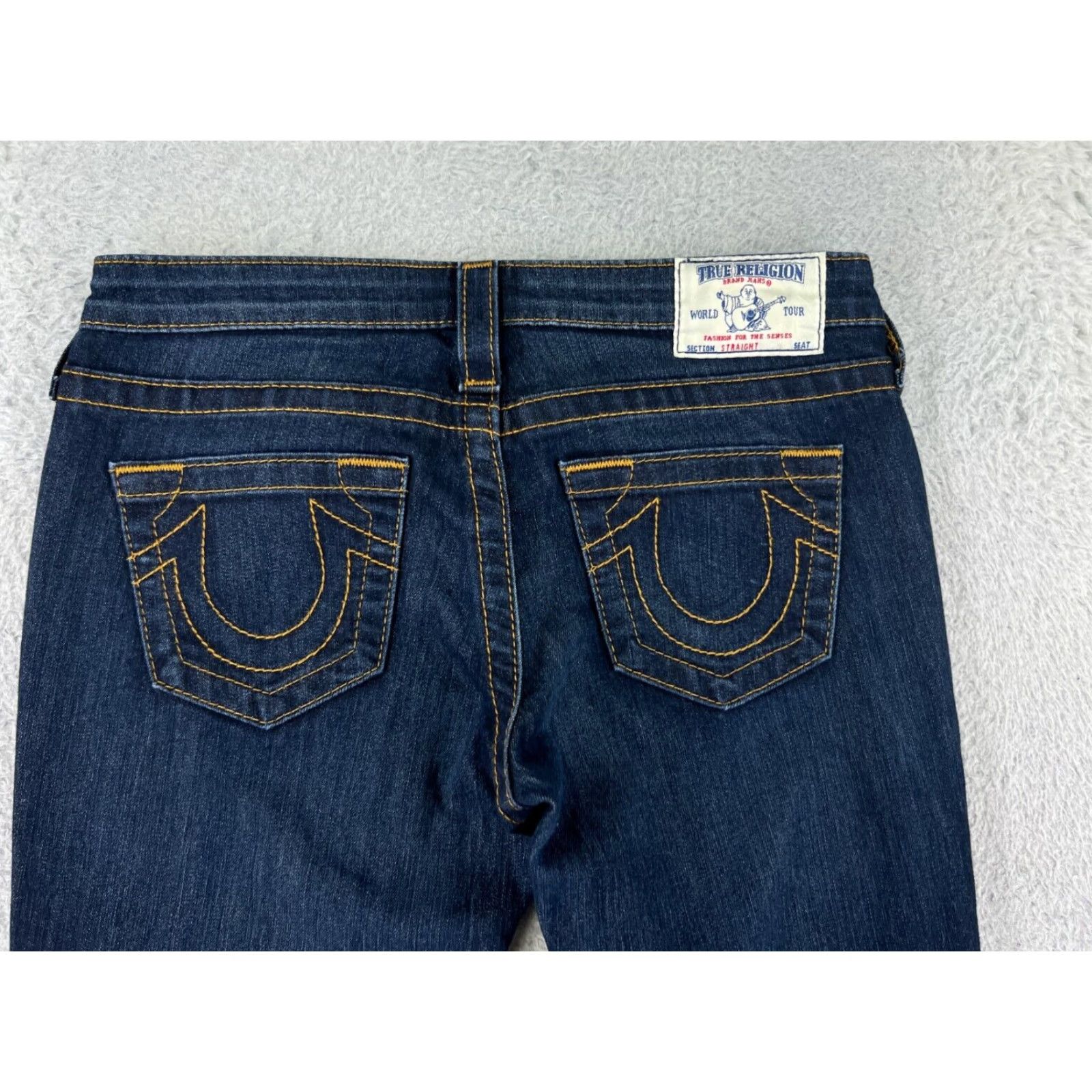 True Religion True Religion Jeans Women 27 Blue Denim Straight 5-Pocket Distressed Cotton Denim Pants Adult Regular Blue 27 Inseam 28 Size 27" / US 4 / IT 40 - 2 Thumbnail
