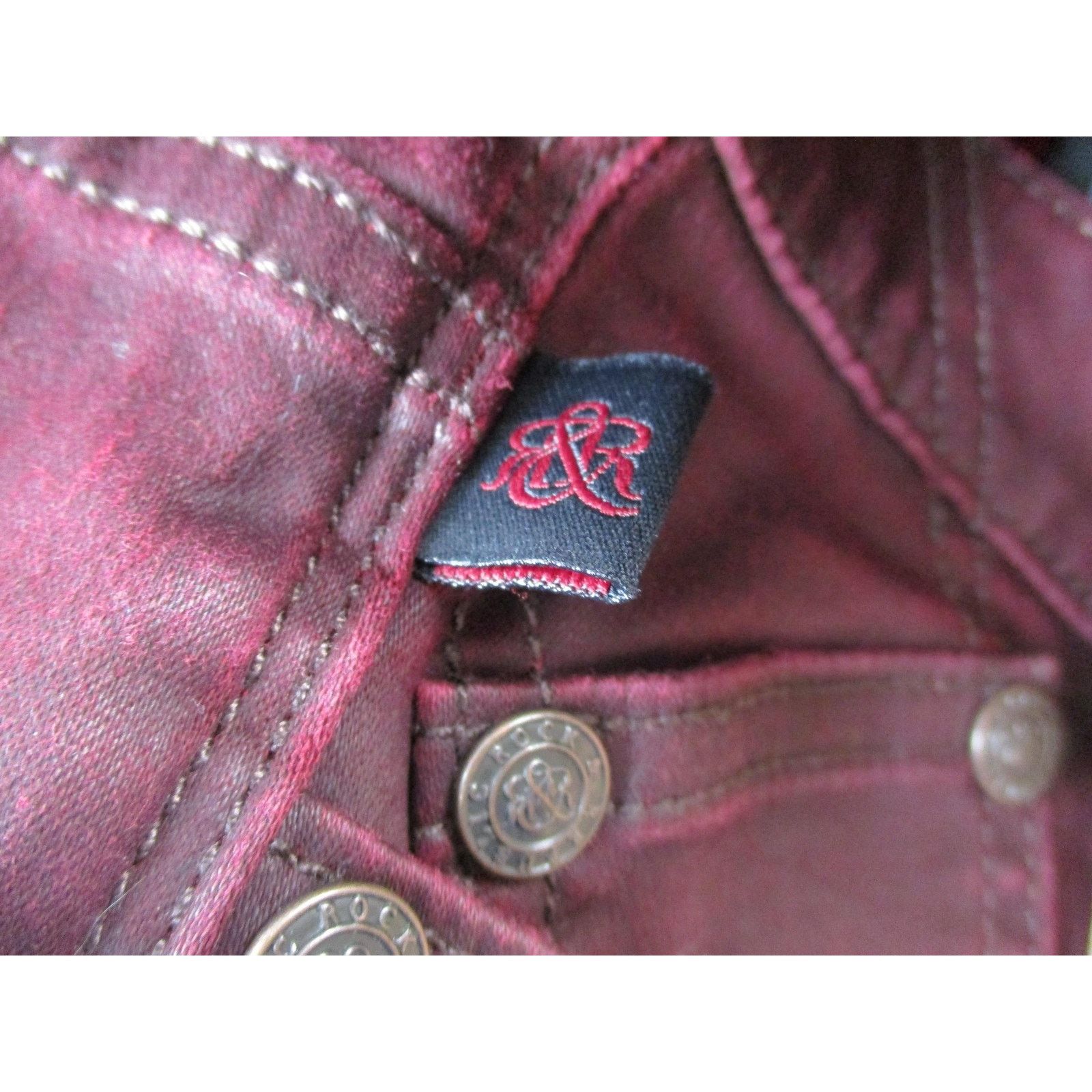 Rock & Republic Rock & Republic Jeans Womens 31 Dark Red Skinny Slim Coated Size 31" - 6 Thumbnail