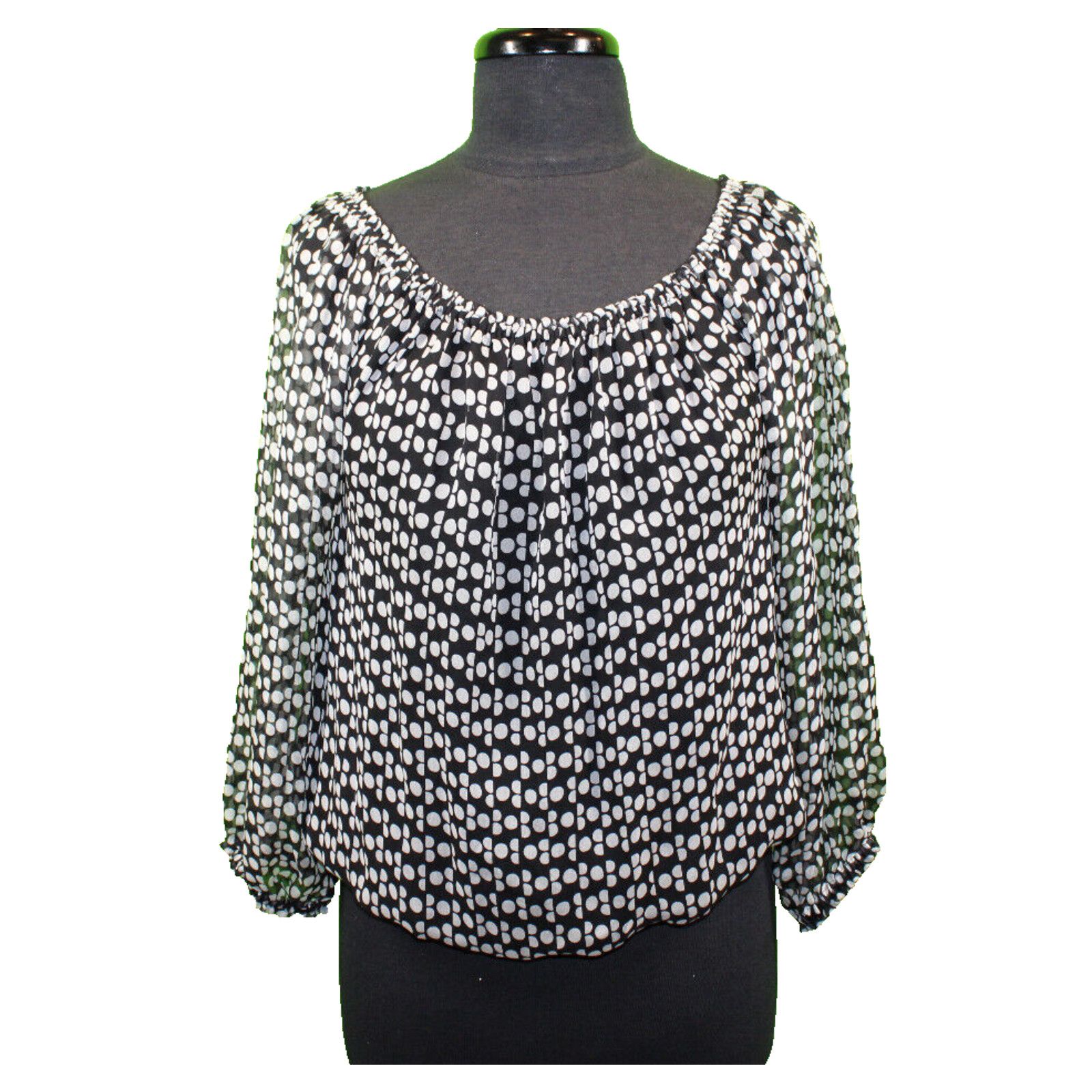 Diane von Furstenberg DIANE VON FURSTENBERG Polka Dot Printed Silk Blouse Top Sz M Size M / US 6-8 / IT 42-44 - 1 Thumbnail
