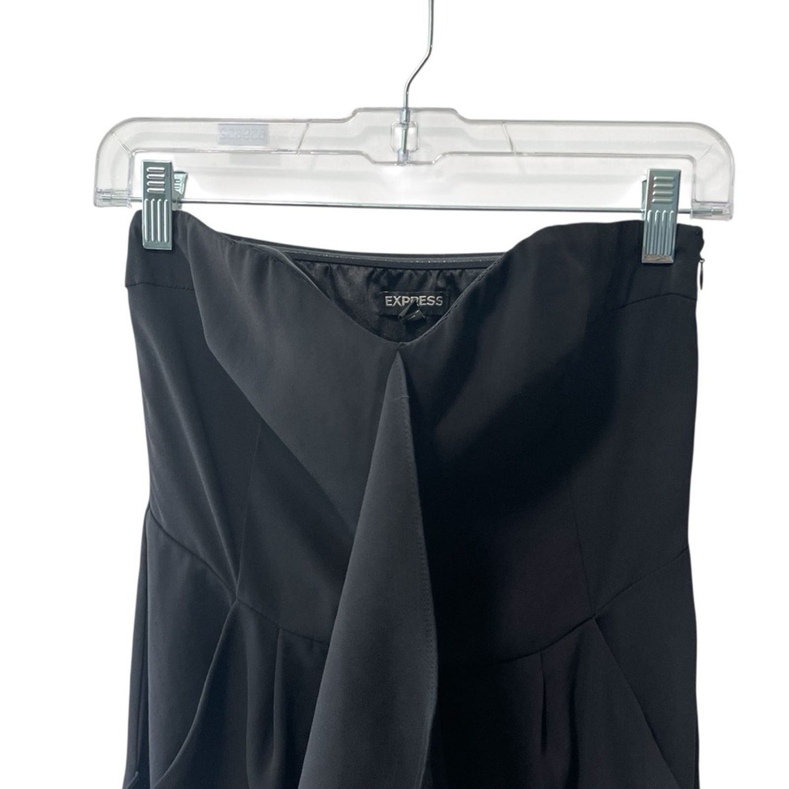 Express Express Strapless Chiffon Ruffle Short Romper Black Size 0 Size 25" / US 0 / IT 36 - 2 Thumbnail