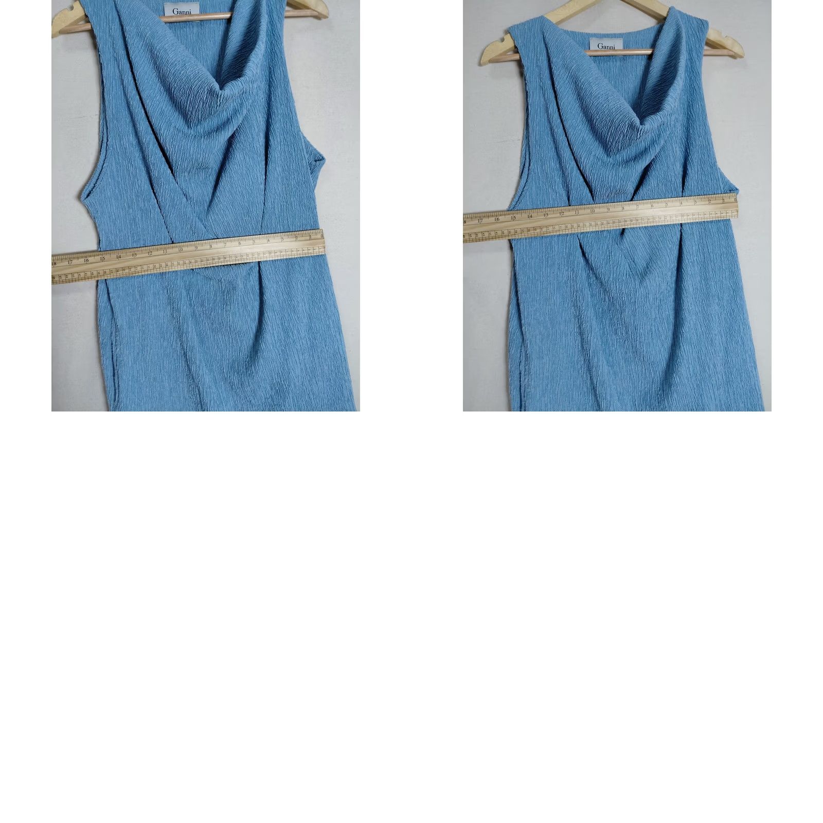 Ganni Ganni Blouse Sleeveless Top Women M Dusty Denim Solid Knit Polyester Blend Stretch Lightweight Casual Travel Middle Europe Portugal 90s? Size M / US 6-8 / IT 42-44 - 8 Thumbnail