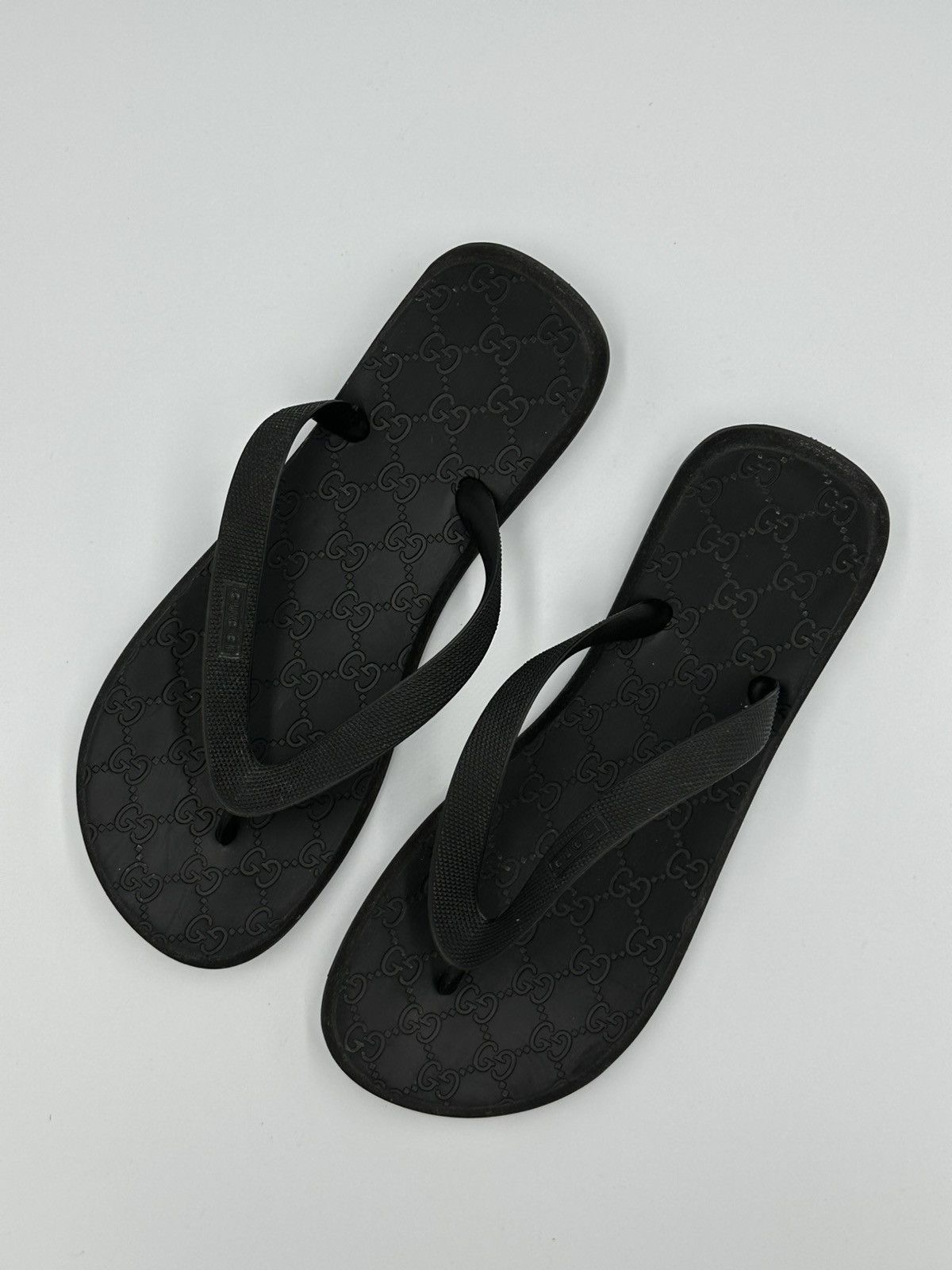 Gucci Black Flip Flops Rubber Sandals Designer Logo Shoes