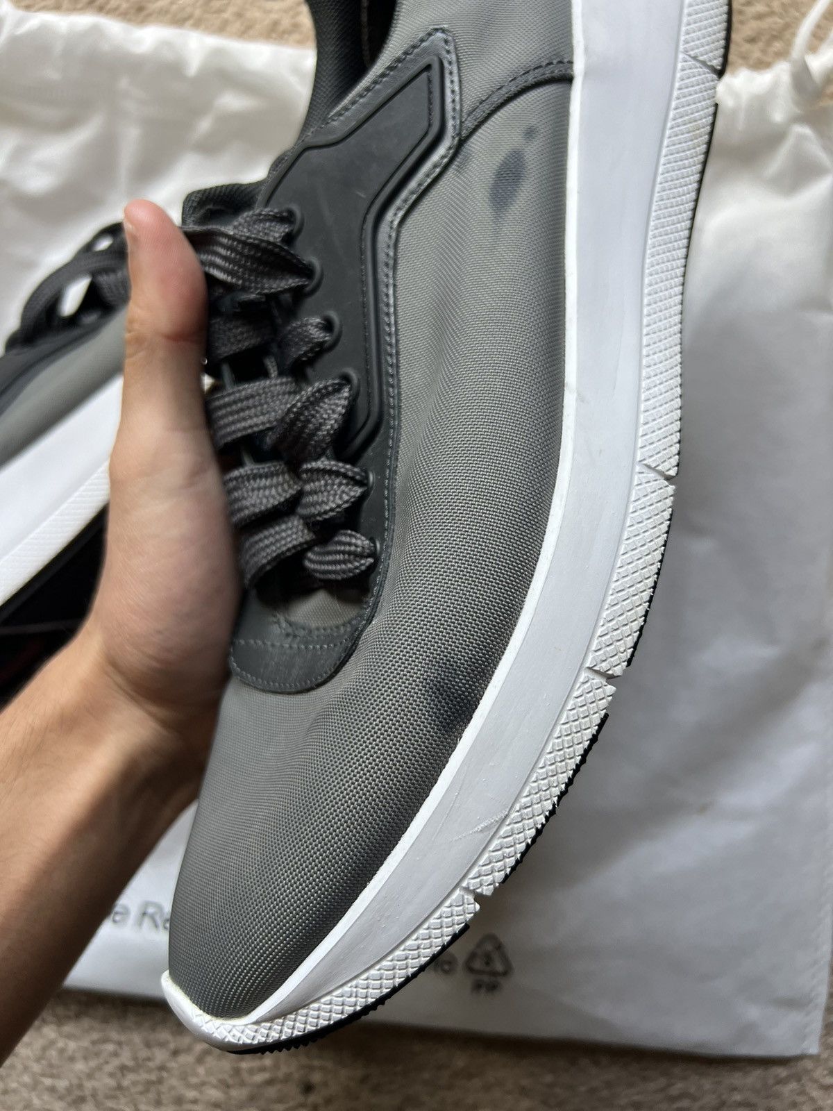 Prada PRADA Men's Black Gray White Lace Up Sneakers Low Top Size US 10.5 / EU 43-44 - 15 Thumbnail