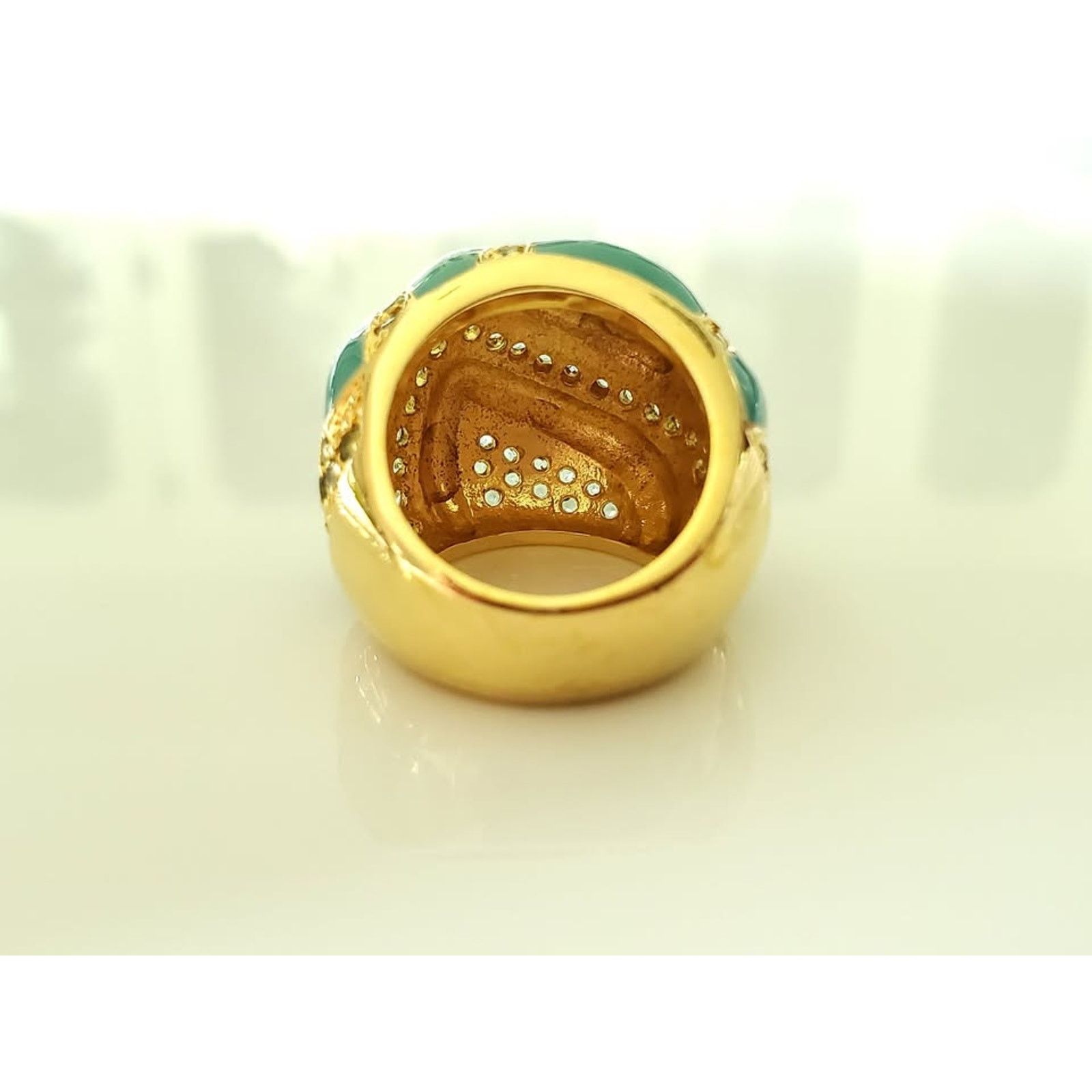 Other Faux Turquoise and Zircon Sterling Silver Ring Size ONE SIZE - 3 Thumbnail