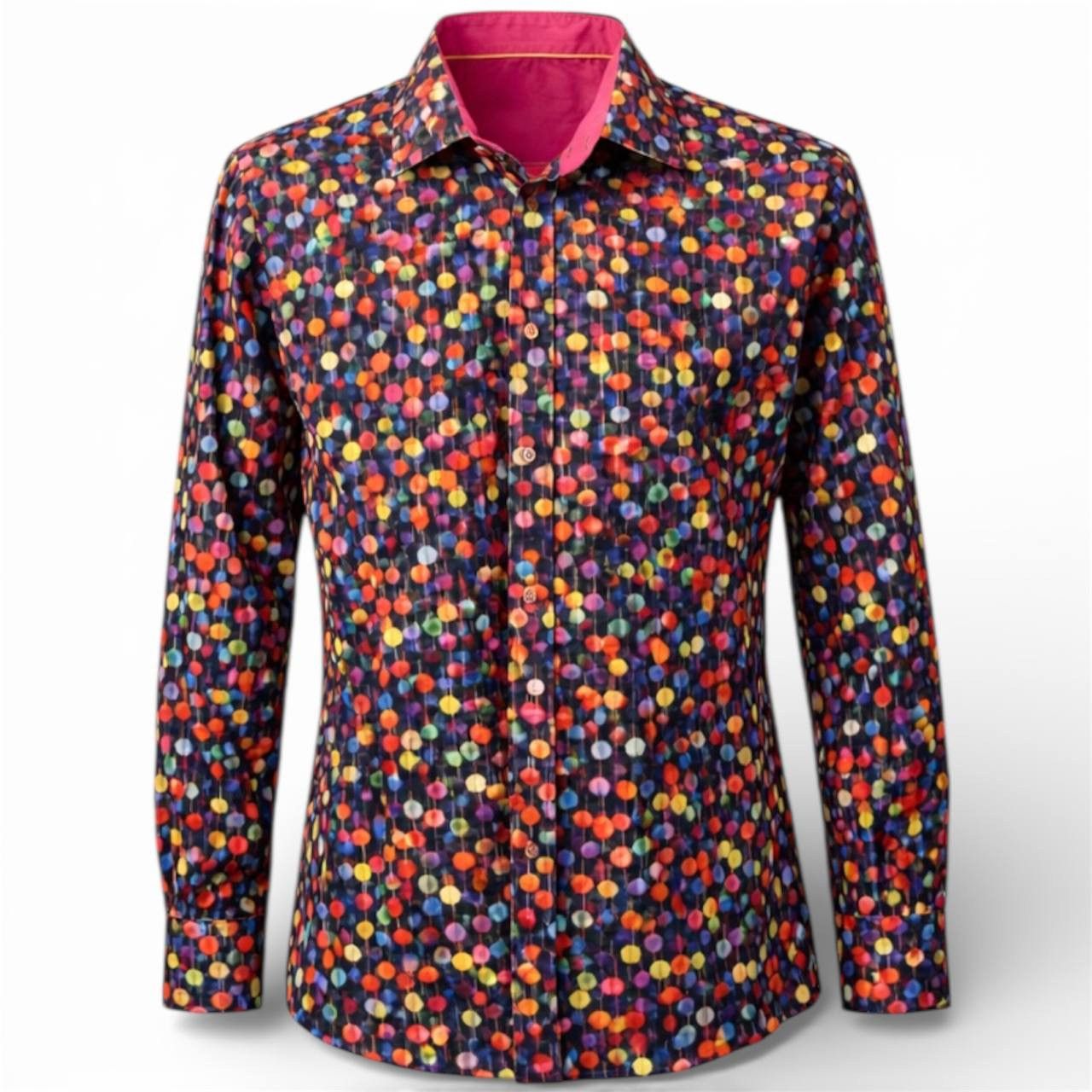 CLAUDIO LUGLI COUTURE ITALY ABSTRACT MENS BUTTON SHIRT SZ XL