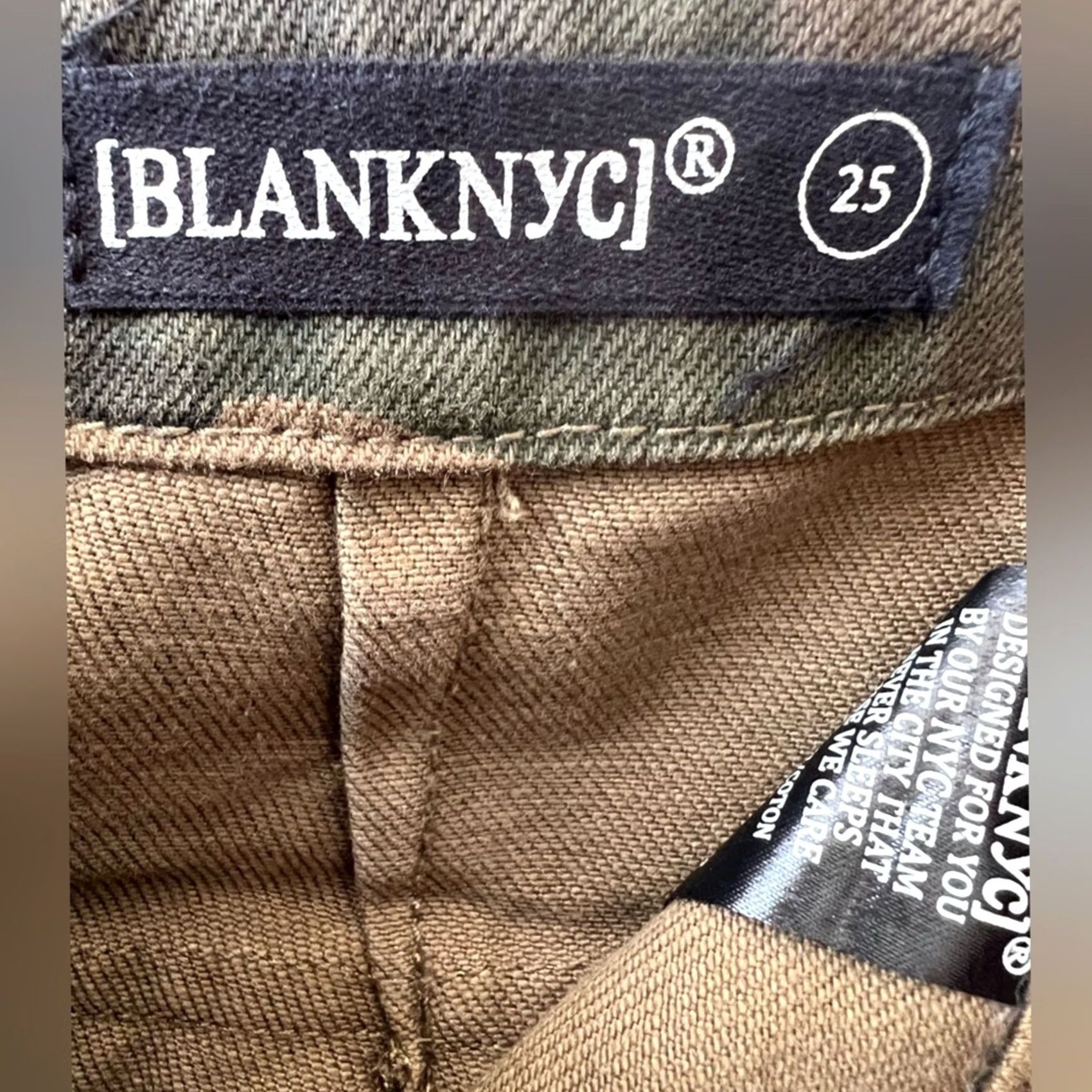 Vintage BLANK NYC Camo Denim Mini Skirt Womens Size 24 Green 90s Punk Grunge Raw Hem Skirt Womens Size 42" / US 20 - 3 Thumbnail