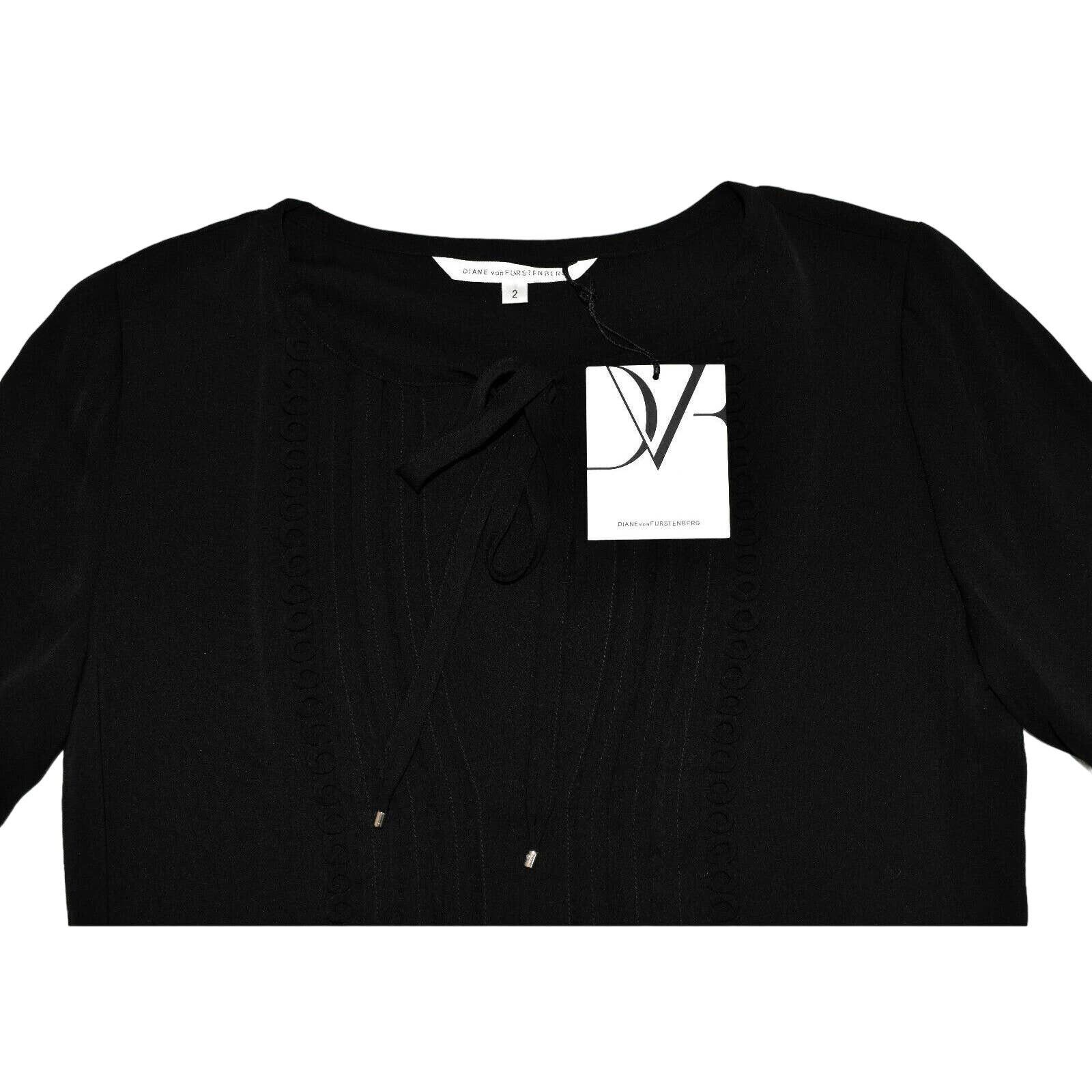 Diane von Furstenberg B2 DIANE VON FURSTENBERG Black Pleated W/Neck Tie Dress Sz 2 Size XS / US 0-2 / IT 36-38 - 4 Thumbnail
