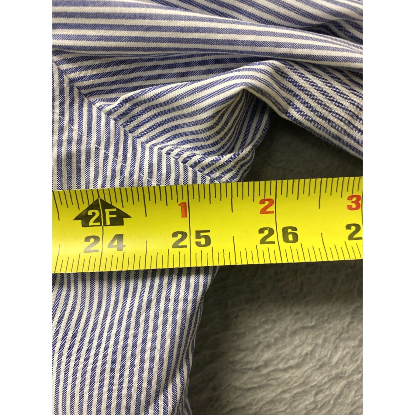 Vintage Jos A Bank Dress Shirt Men XL Navy Striped Button Up Knit Easy Care Stretch 11851 Mens Size 46R - 6 Thumbnail