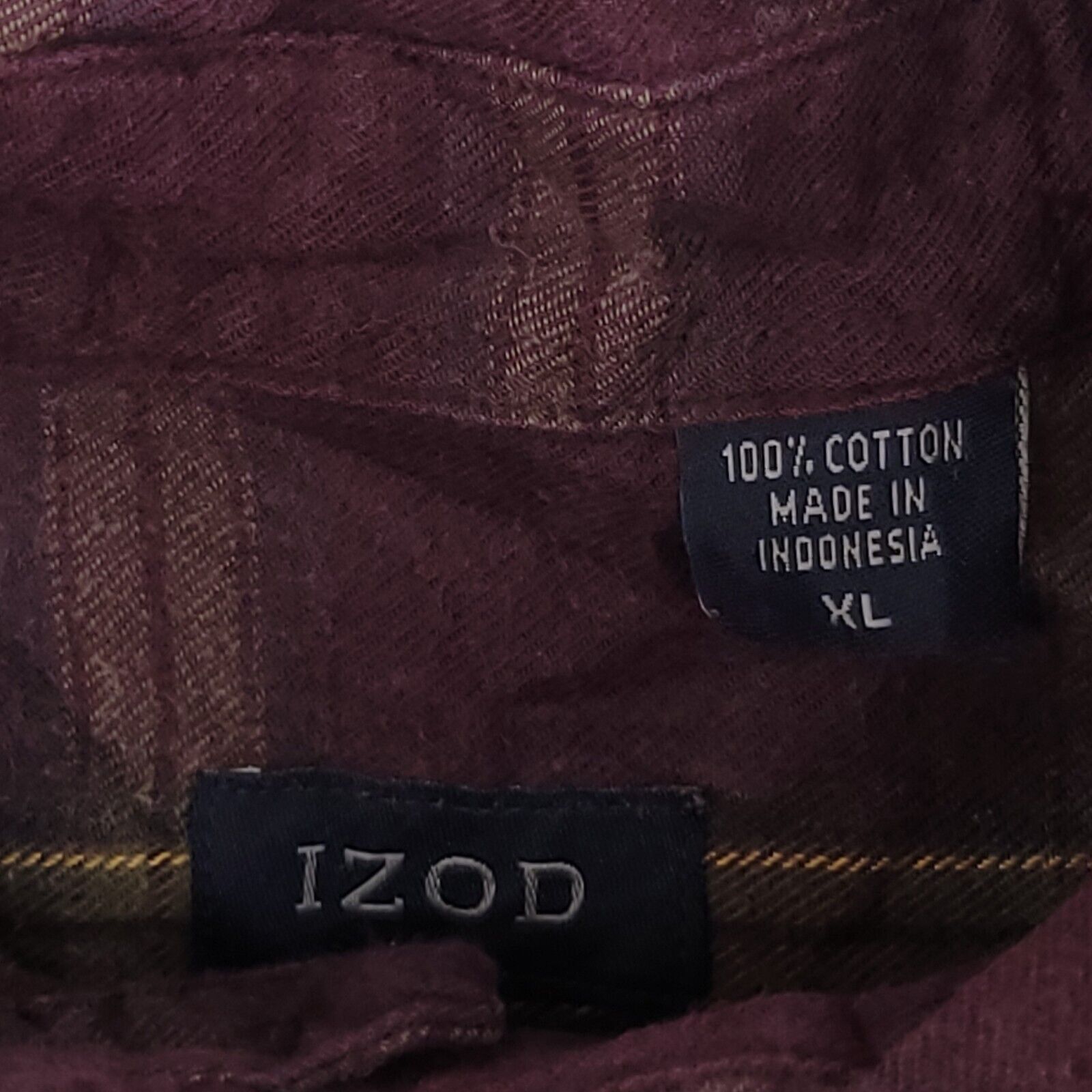 Izod IZOD Tartan Flannel Shirt Mens Size Extra Large XL Maroon Size US XL / EU 56 / 4 - 3 Thumbnail