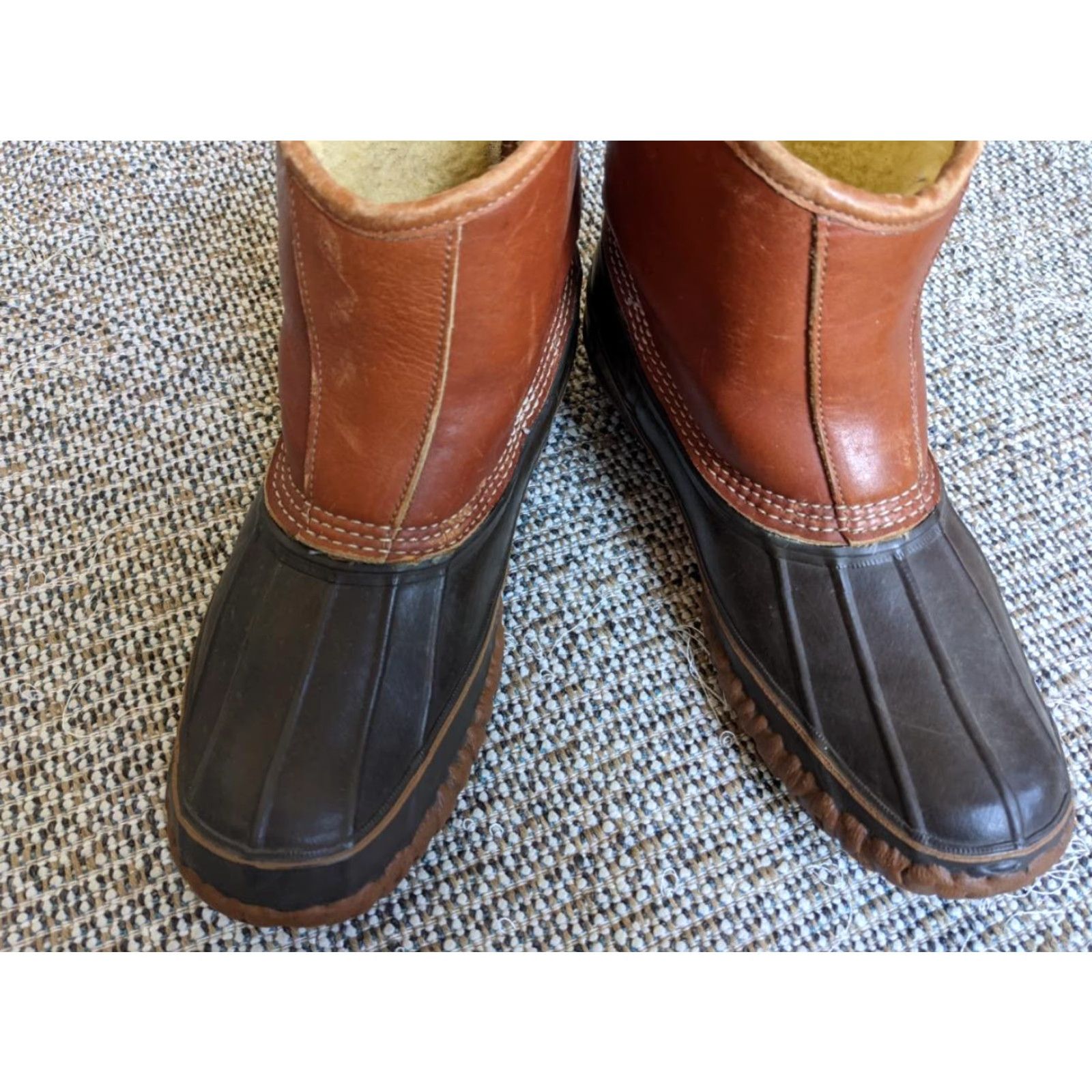Vintage VINTAGE L.L. Bean Boots Womens 11 Wool Lined Pull-On Brown Leather 7.5" Tall Mens? Size US 11 / IT 41 - 4 Thumbnail