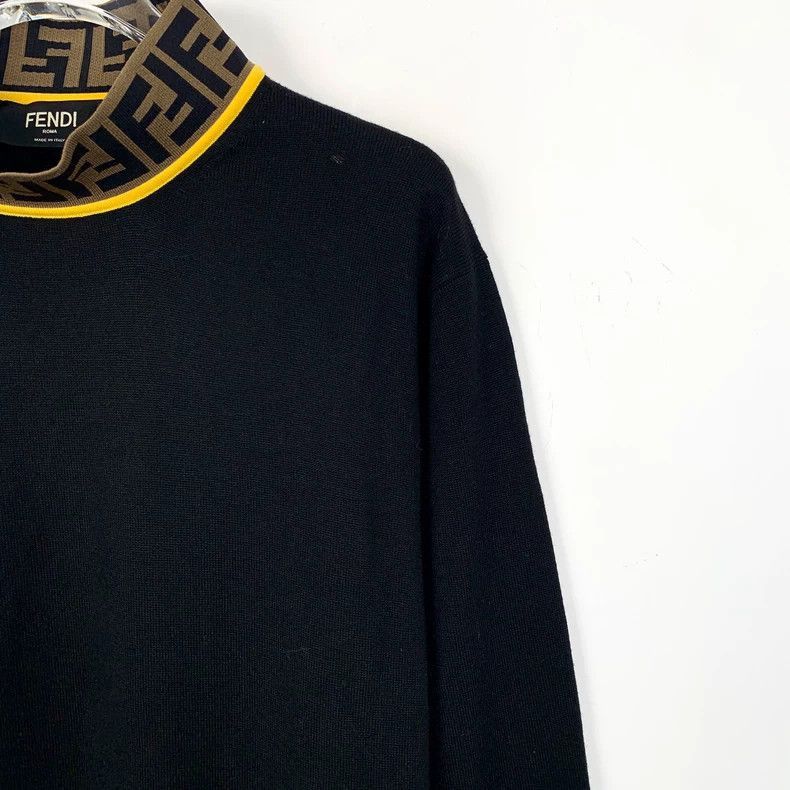 Fendi Fendi Black Logo Wool Long Sleeve Knit Sweater Size US M / EU 48-50 / 2 - 3 Thumbnail