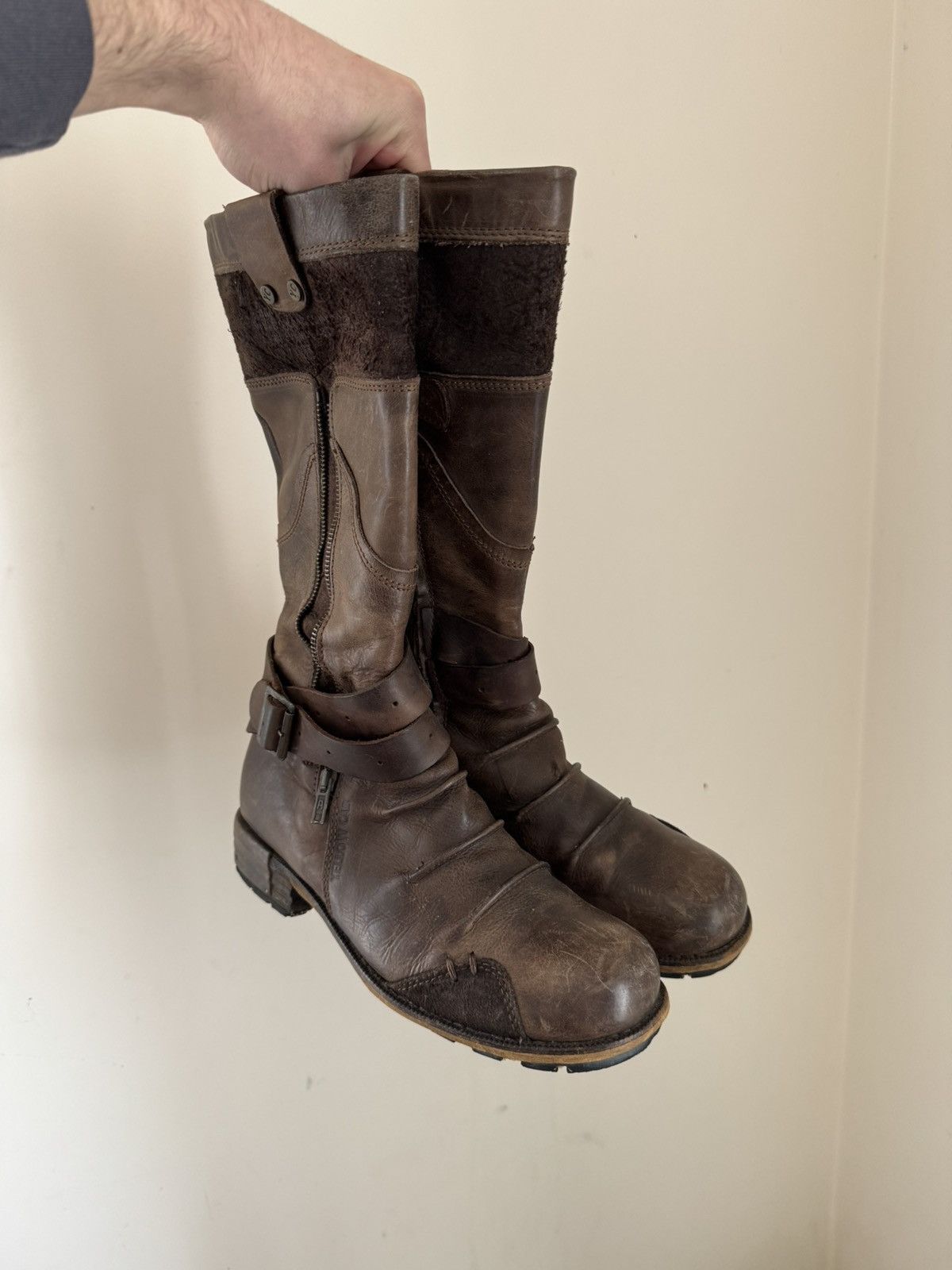 Designer × Vintage Yellow Cab 40size brown leather biker high shoes boots punk Size US 10 / IT 40 - 25 Thumbnail