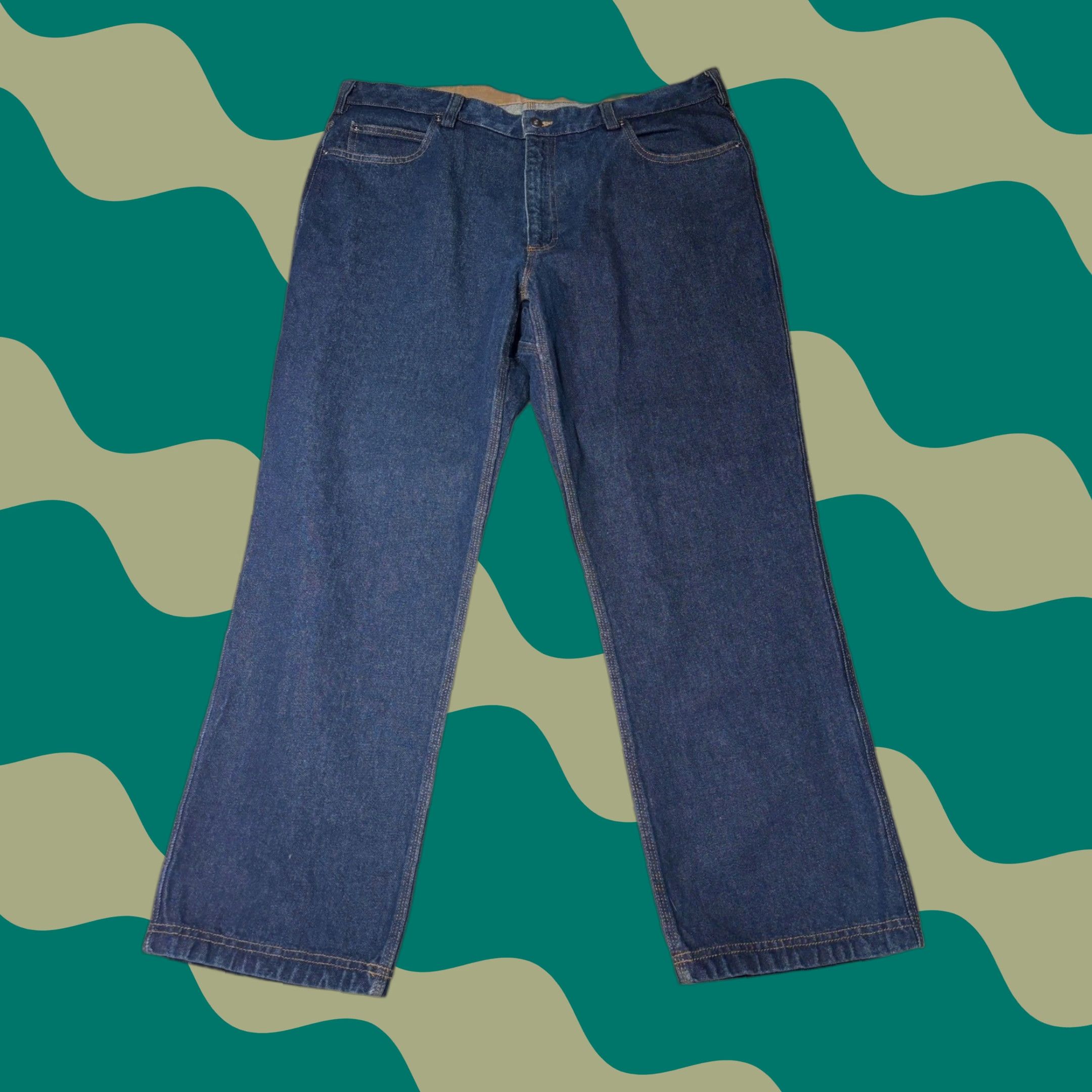Duluth Trading Company Duluth Trading Co Mens Jeans 40x30 Relaxed Fit Dark Wash Denim Zipper 5-Pocket Logo Button Zip Straight Mens Size US 40 / EU 56 - 1 Thumbnail