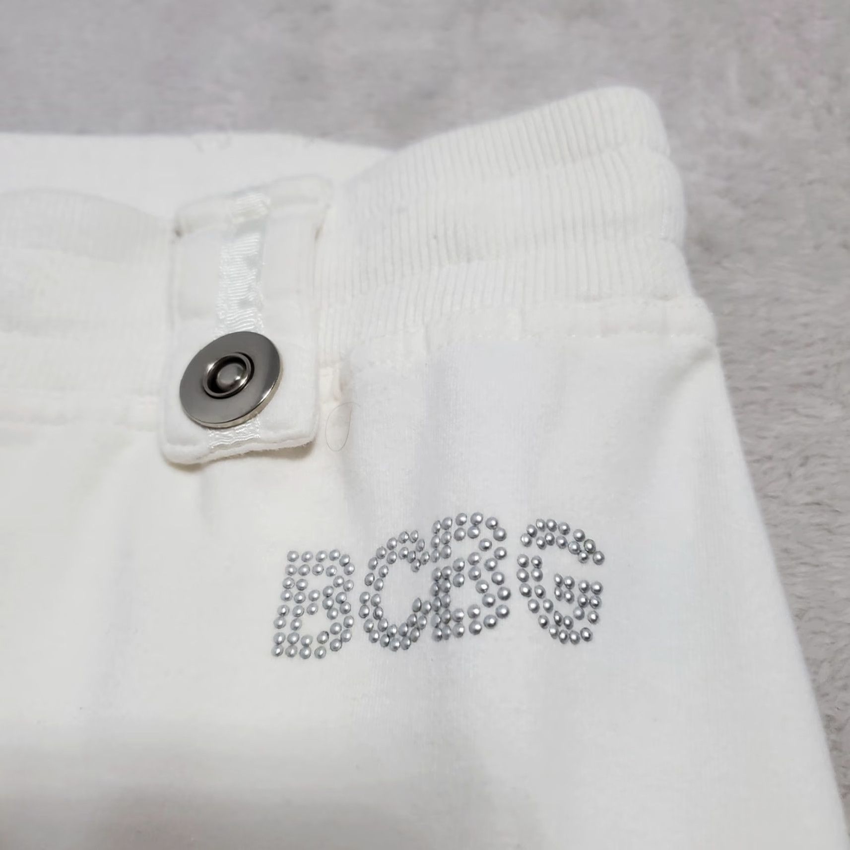 Bcbgmaxazria VINTAGE BCBGMAXAZRIA Sweatpants Women M Ivory Embellished Straight Leg Pull On Lounge Y2K 90s Size 32" / US 10 / IT 46 - 5 Thumbnail