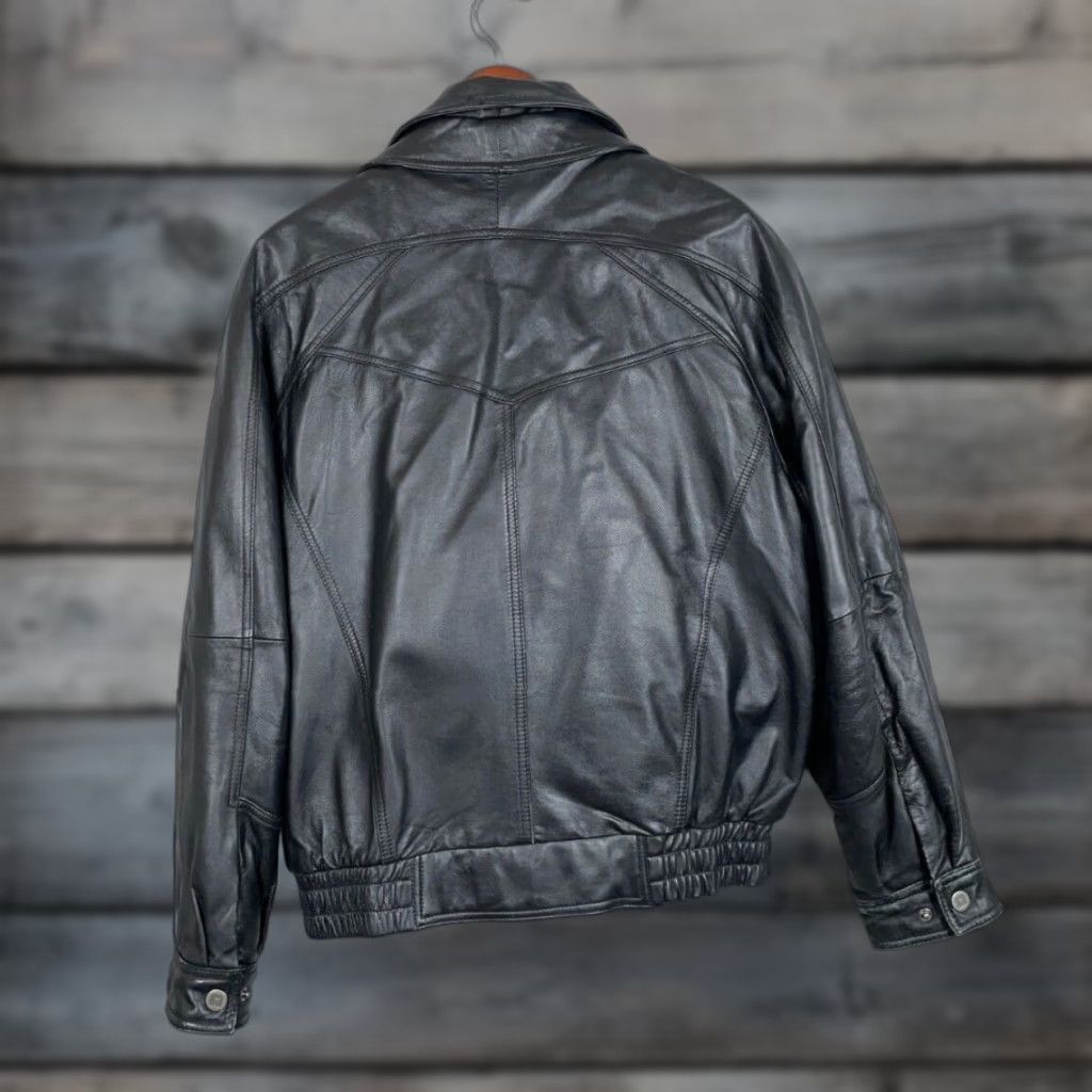 Vintage Wilsons Leather Jacket Adult Large Black + Wool Zip Out Liner Zip Up Short Coat Motorbike Style Size US L / EU 52-54 / 3 - 1 Thumbnail