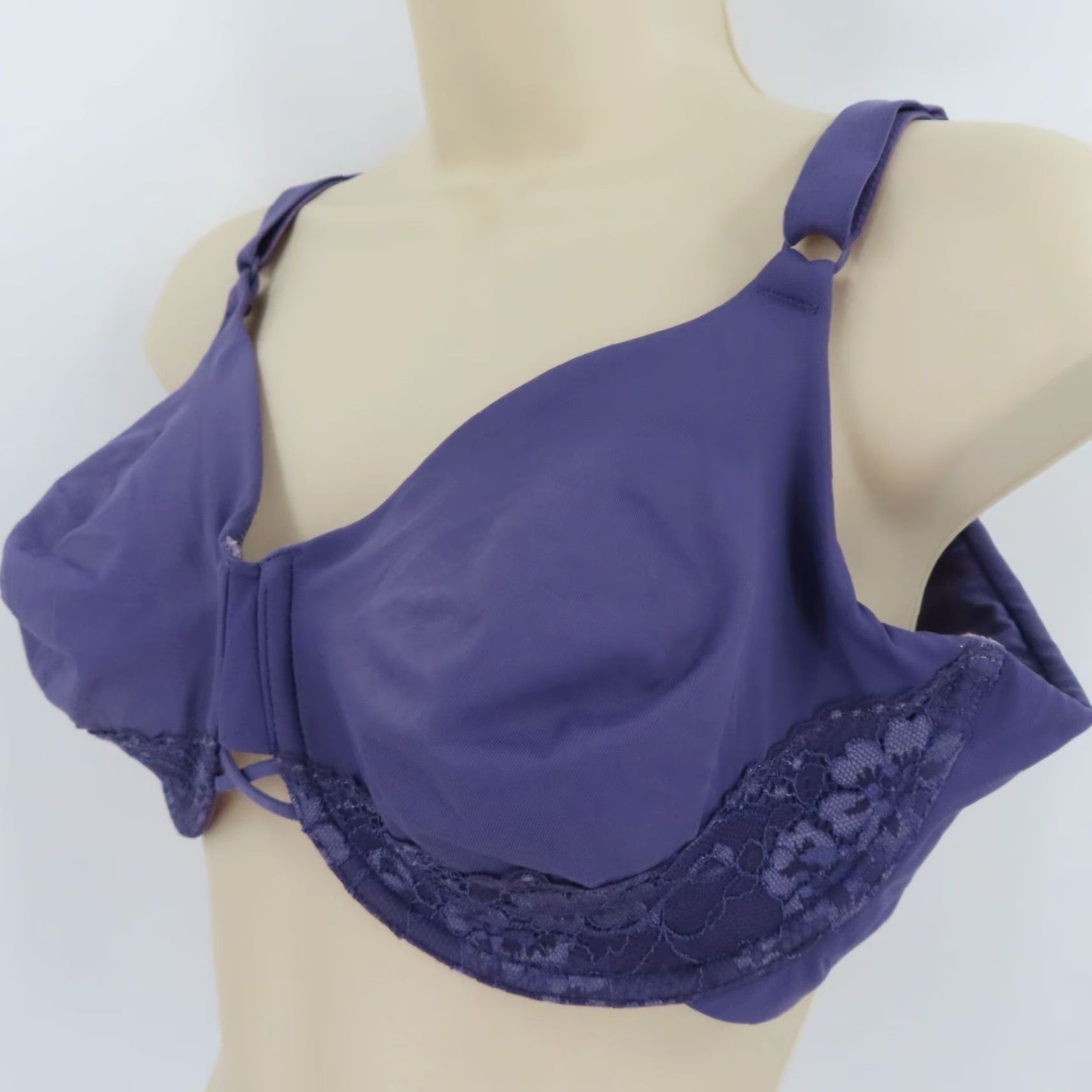 Vintage Vanity Fair Bra 44C Smoothing Back Underwire Unlined Purple Blue T-Shirt Bra Womens Size ONE SIZE - 4 Thumbnail