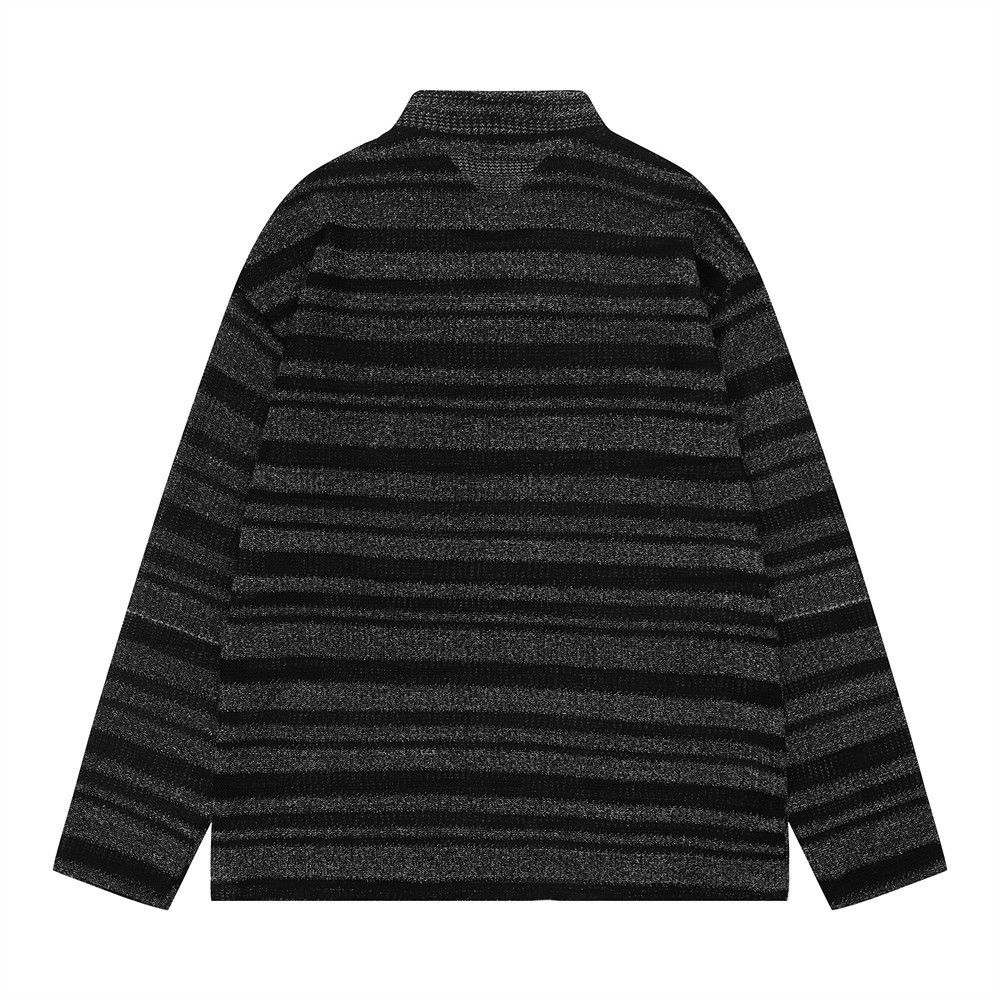 Vintage American retro striped casual loose long-sleeved V-neck tee Size US M / EU 48-50 / 2 - 2 Thumbnail