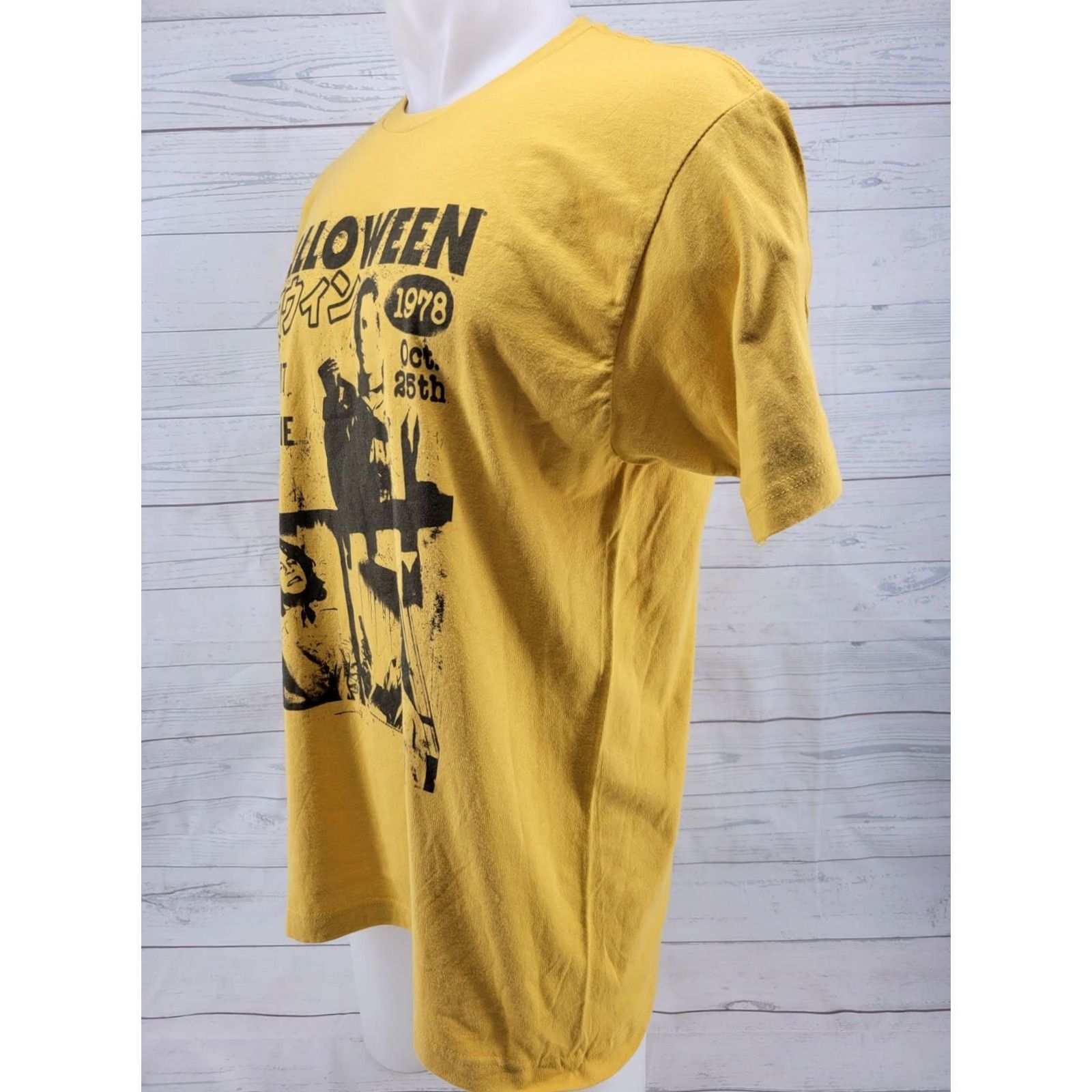 Vintage Halloween Night He Came Home Men's Yellow T Shirt Size Large Size US L / EU 52-54 / 3 - 3 Thumbnail