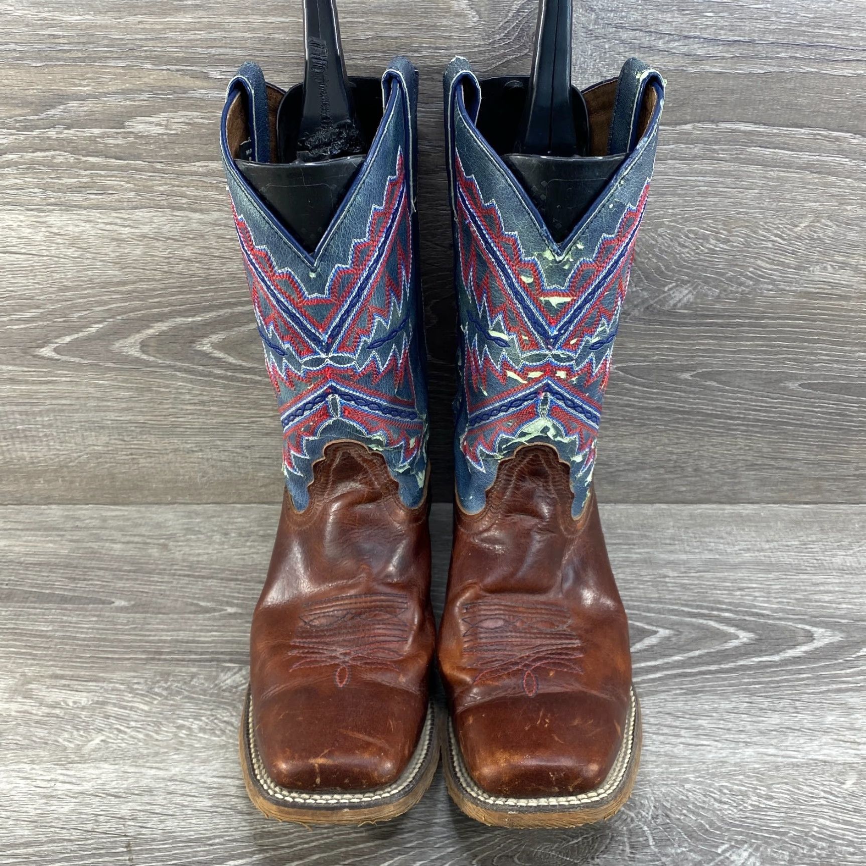 Vintage Nocona Womens 9 B Leather Brown Nadia Blue Hero Square Toe Cowboy Western Boots Size US 9 / IT 39 - 3 Thumbnail