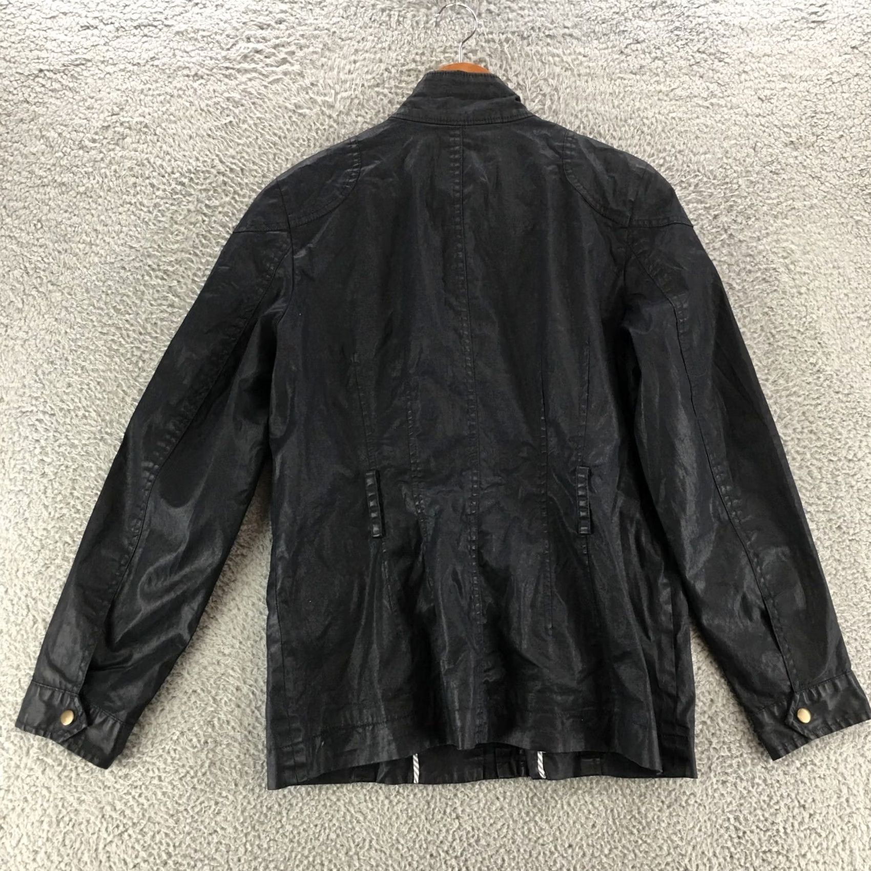 Banana Republic Banana Republic Faux Leather Jacket Womens Medium Black Button Up Mock Neck Jacket Size M / US 6-8 / IT 42-44 - 7 Thumbnail
