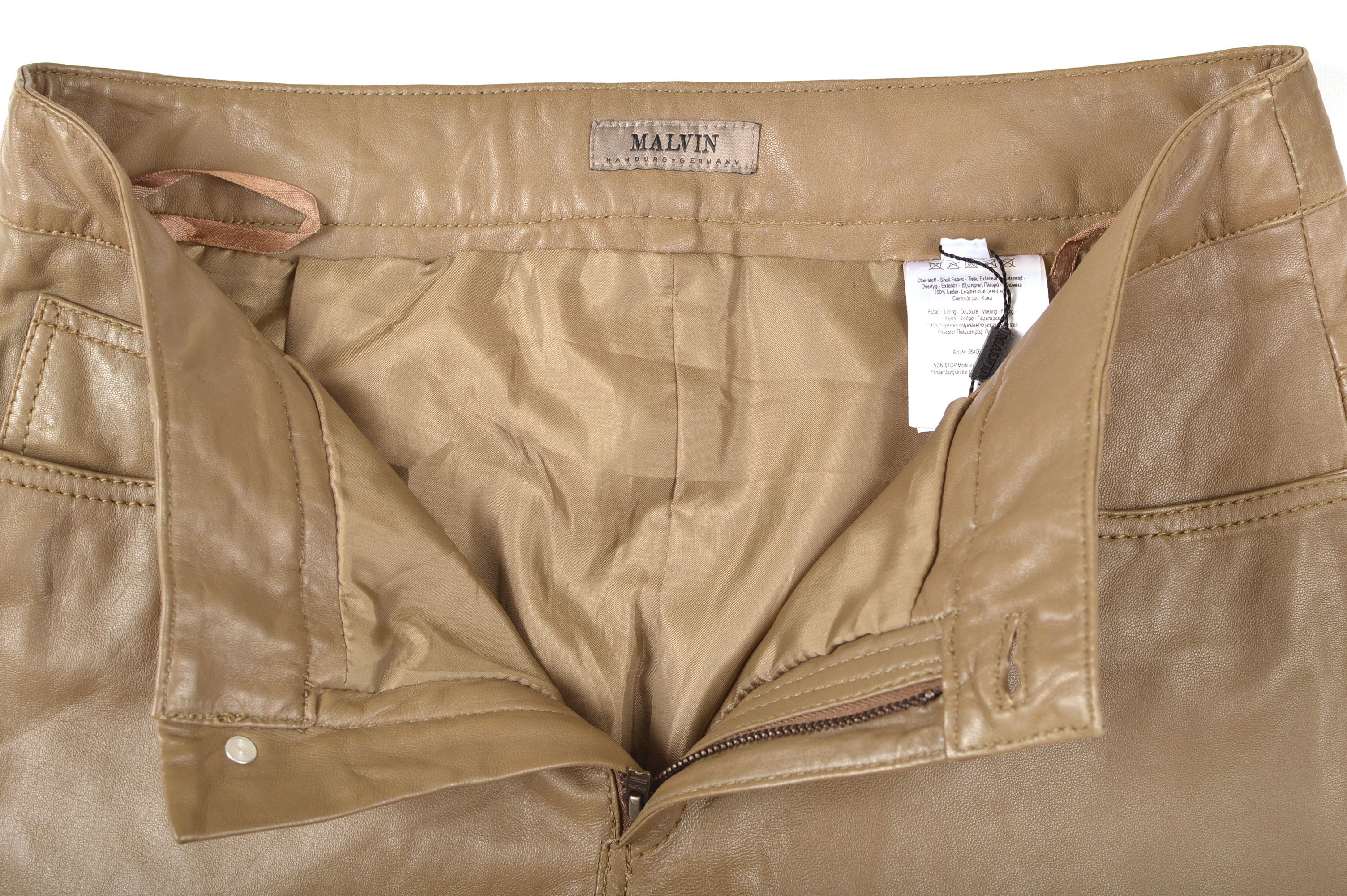 Designer × Leather Malvin Hamburg Germany Womens Olive Leather Pants Size 27" / US 4 / IT 40 - 4 Thumbnail