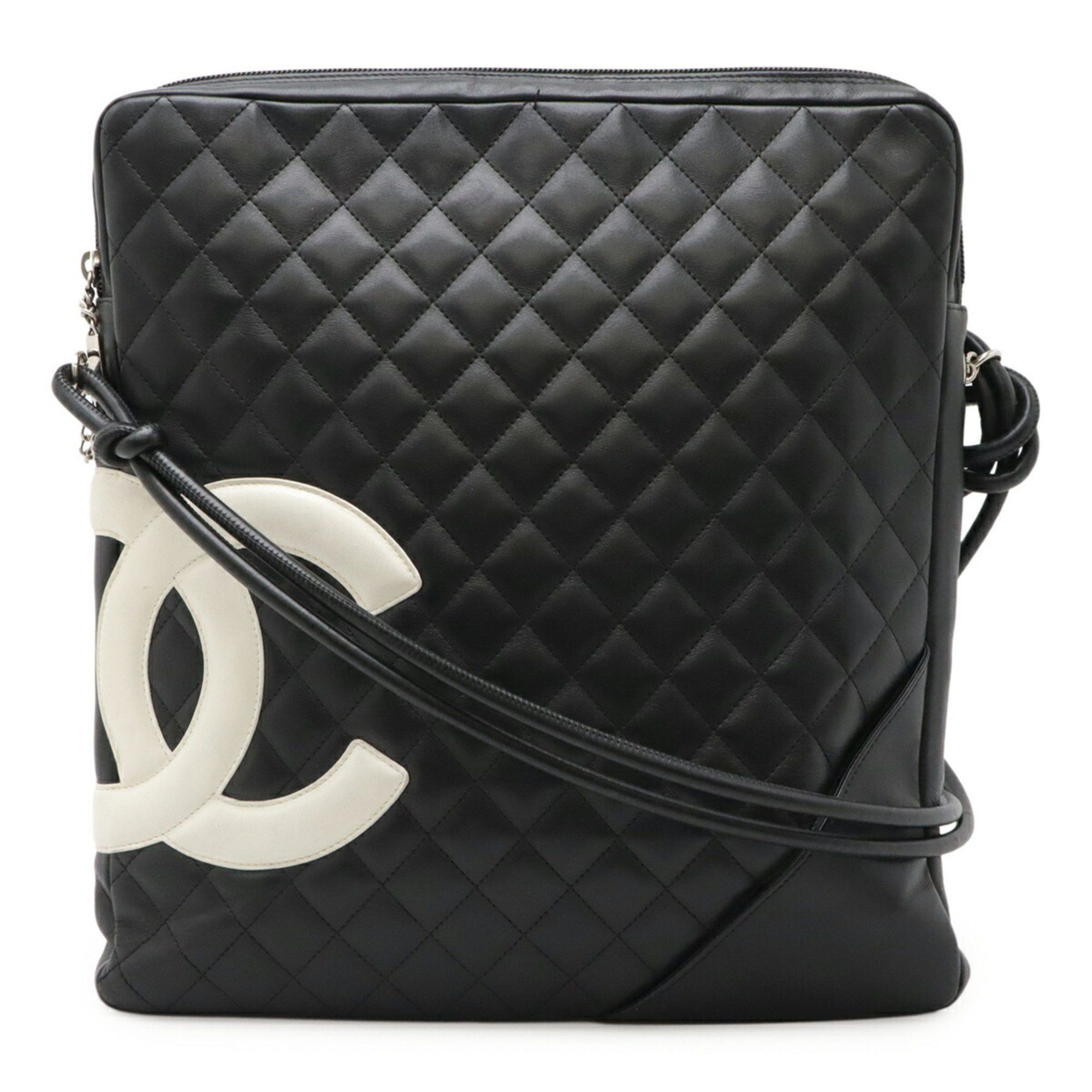 CHANEL Cambon Line Coco Mark Shoulder Bag Calfskin Leather Black A25179