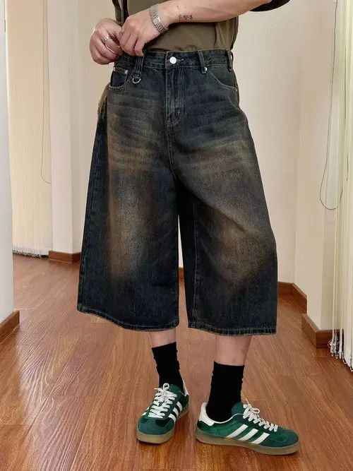 Japanese Brand × Jean Blue washed vintage distressed denim shorts y2k Size US 32 / EU 48 - 1 Thumbnail