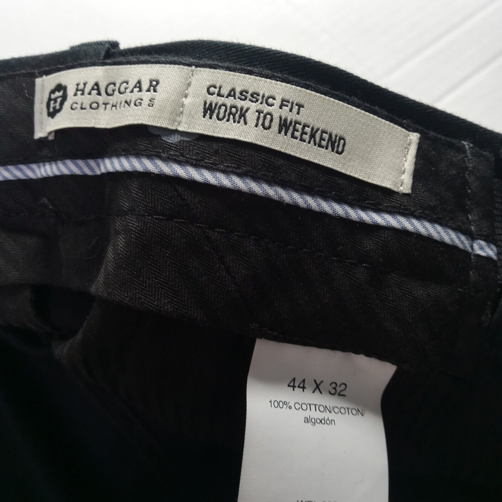 Haggar Haggar Khakis Men's 44x32 Black Classic Fit Expandable Waist Size US 44 / EU 60 - 5 Thumbnail