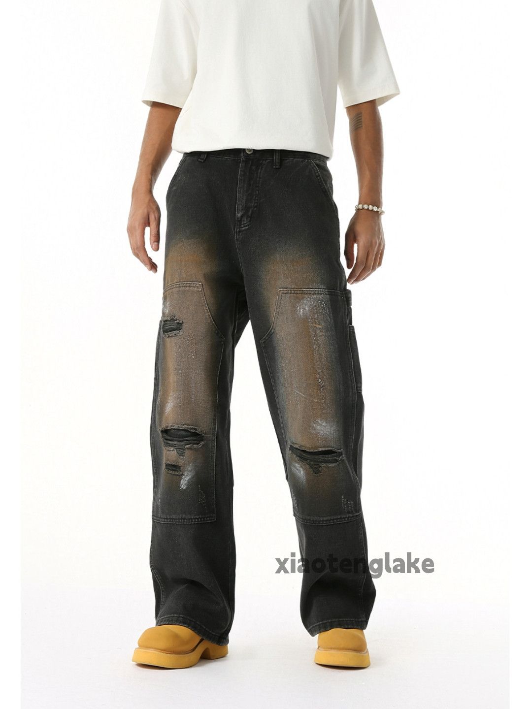 Jean × Vintage Washed faded loose baggy rusty carpenter ripped jeans Size US 30 / EU 46 - 1 Thumbnail