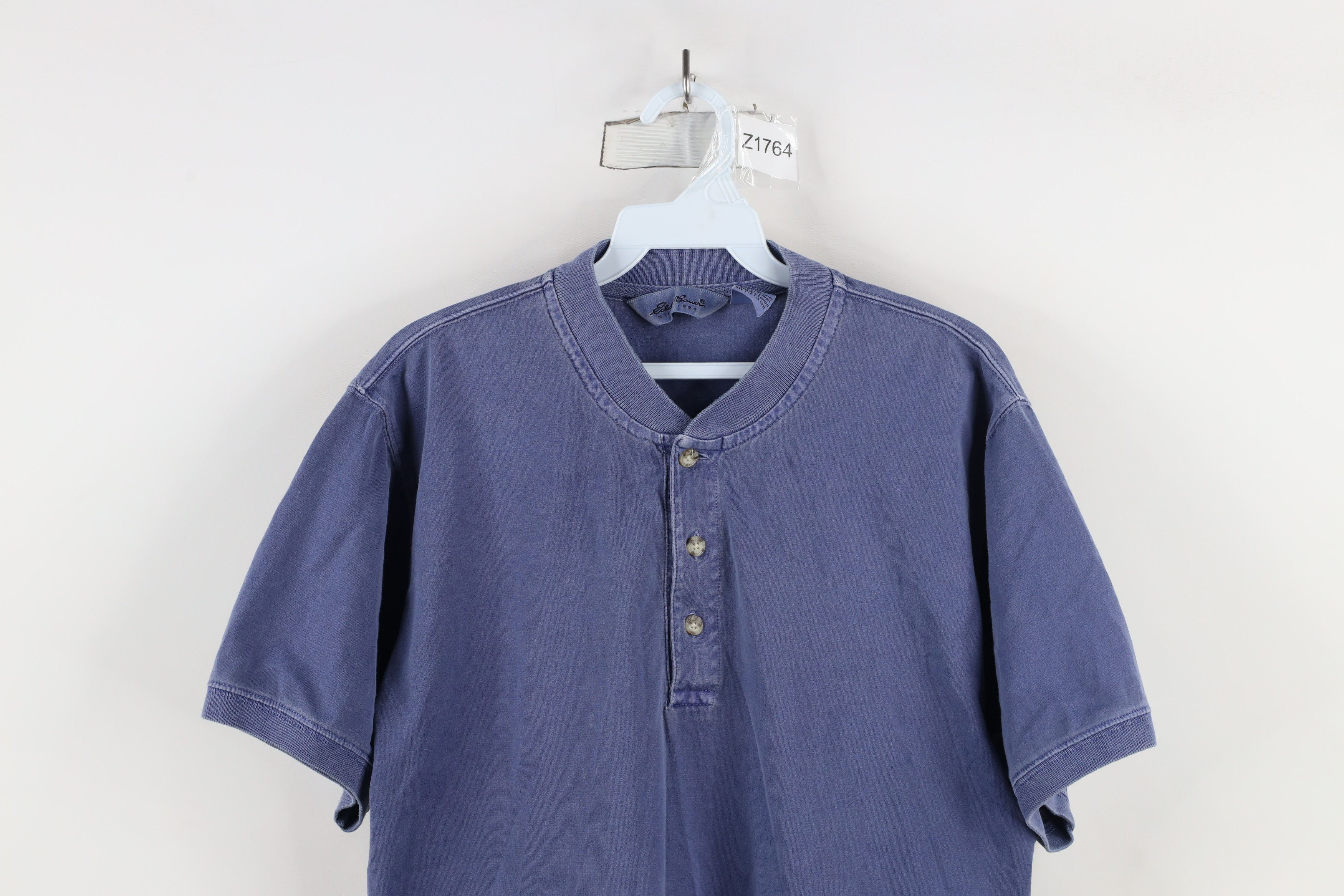 Eddie Bauer × Vintage Vintage 90s Eddie Bauer Blank Stonewash Henley T-Shirt Blue Size US S / EU 44-46 / 1 - 2 Thumbnail