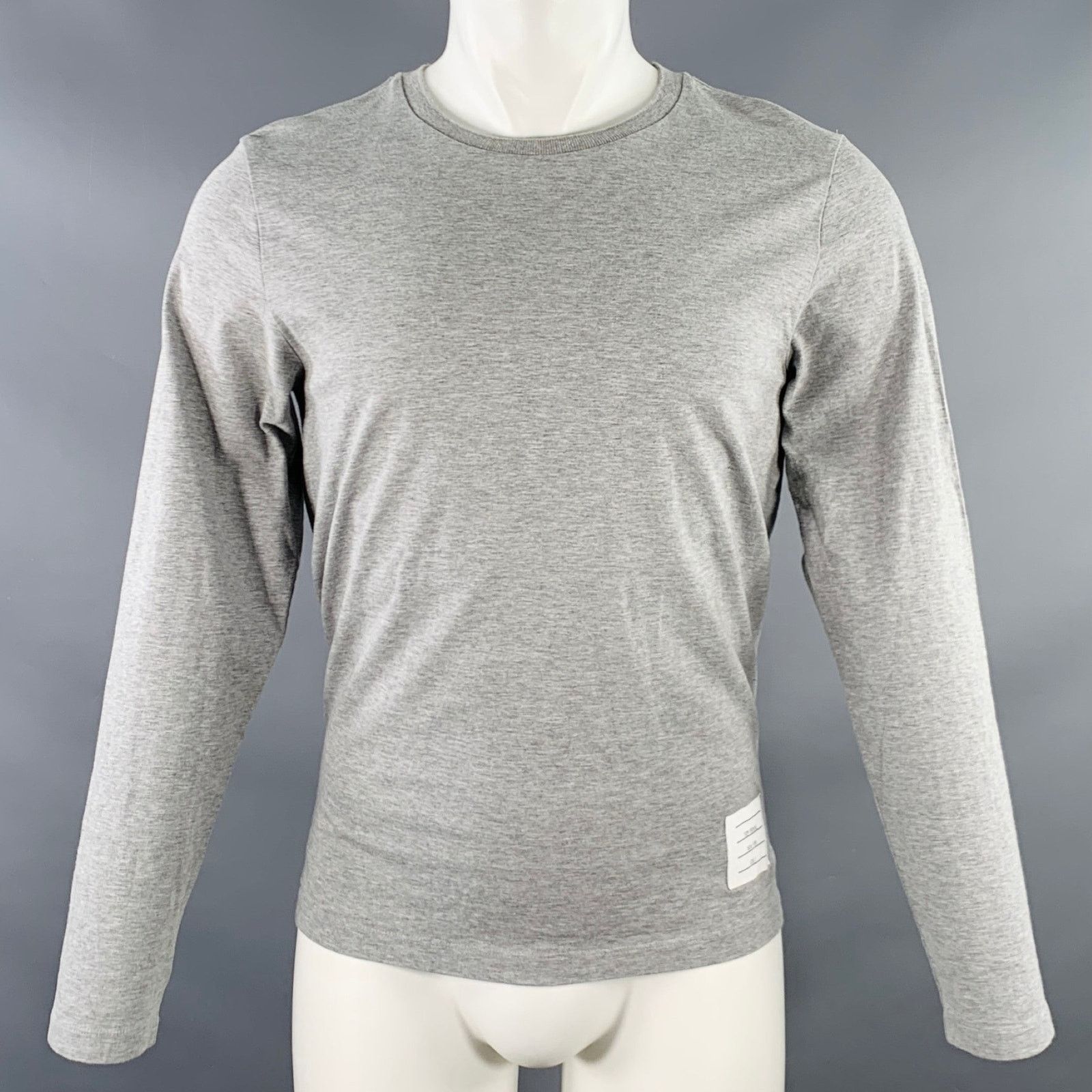 Thom Browne THOM BROWNE Size S Grey Cotton Crew Neck Long Sleeve T-shirt Size US S / EU 44-46 / 1 - 1 Thumbnail