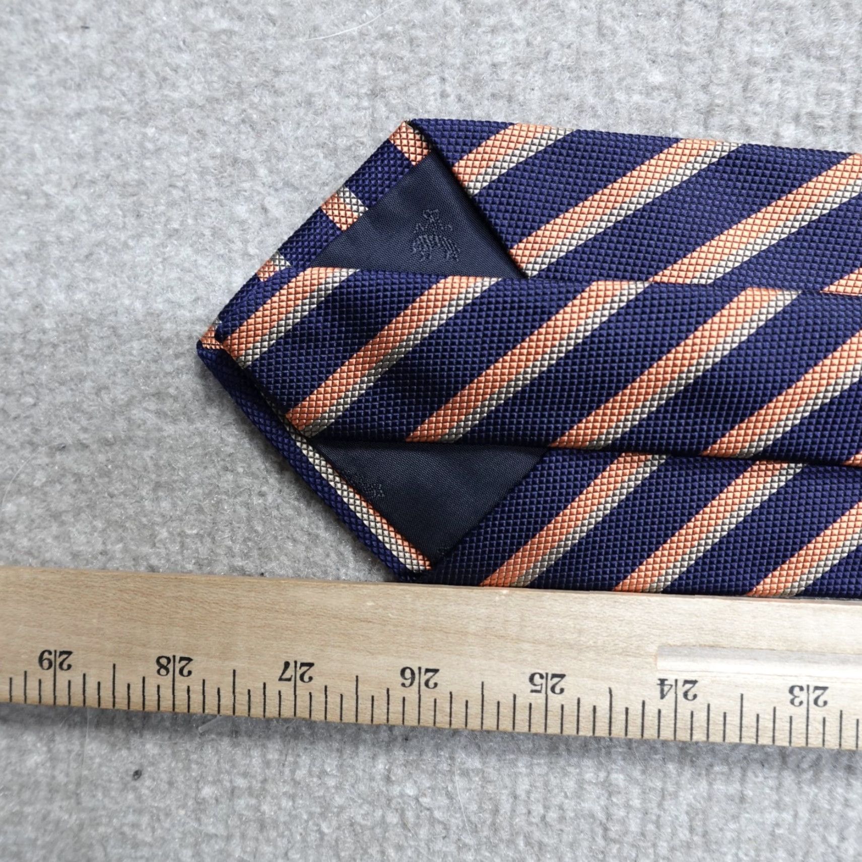 Brooks Brothers VINTAGE Brooks Brothers Tie Blue Orange Silver Striped Repp Regimental USA Silk Men Tie Classic Width Size ONE SIZE - 4 Thumbnail